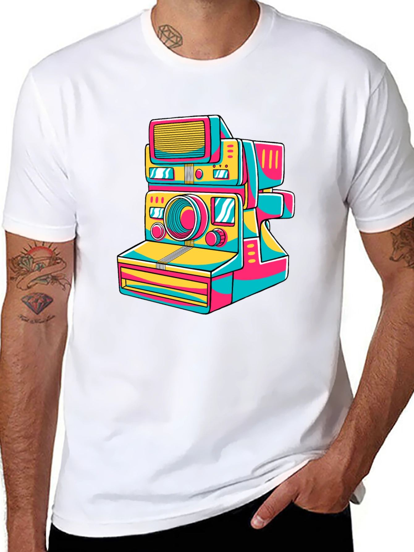 Retro Camera Graphic Tee - Stylish Black T-Shirt