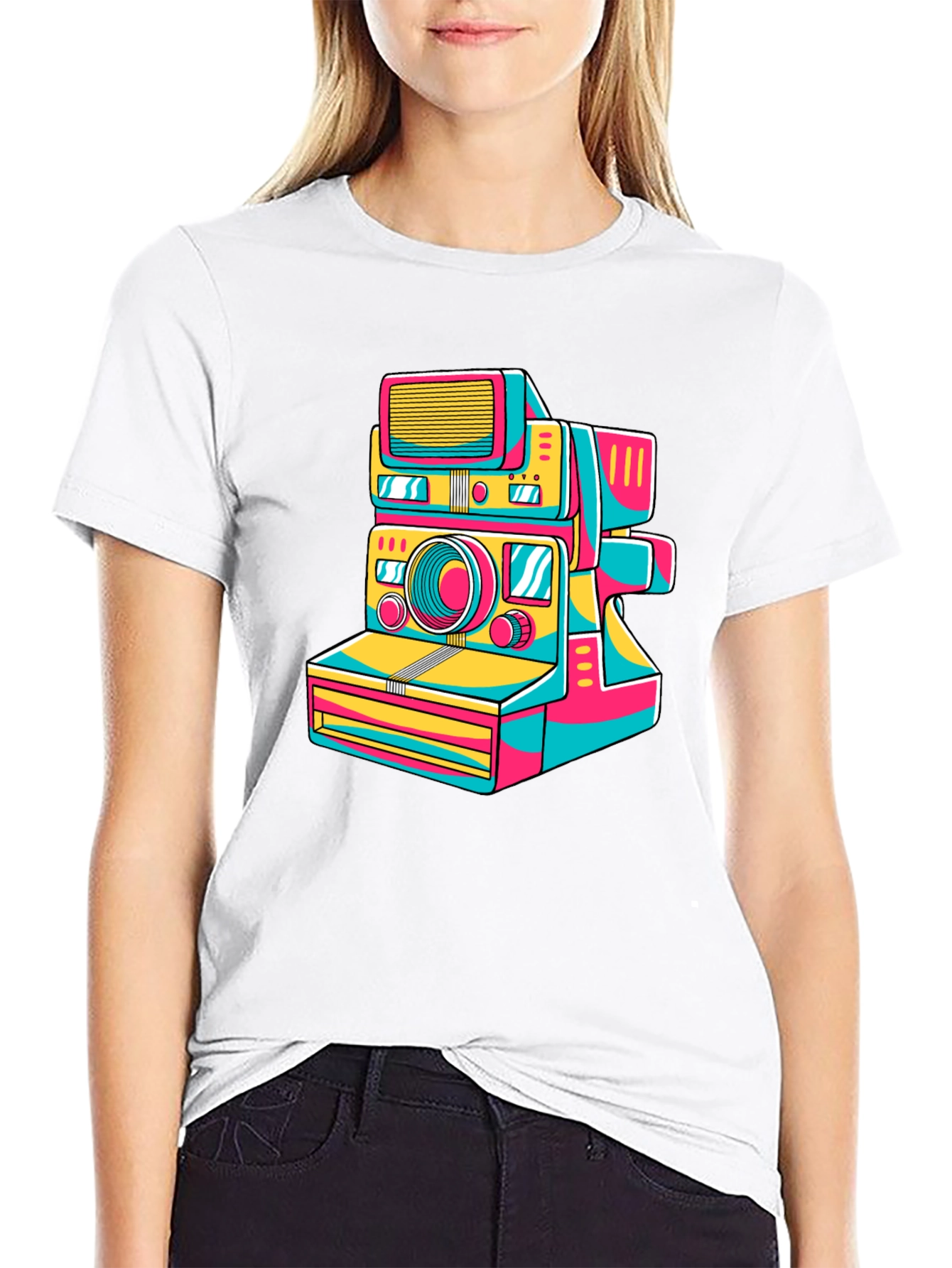 Retro Camera Graphic Tee - Stylish Black T-Shirt