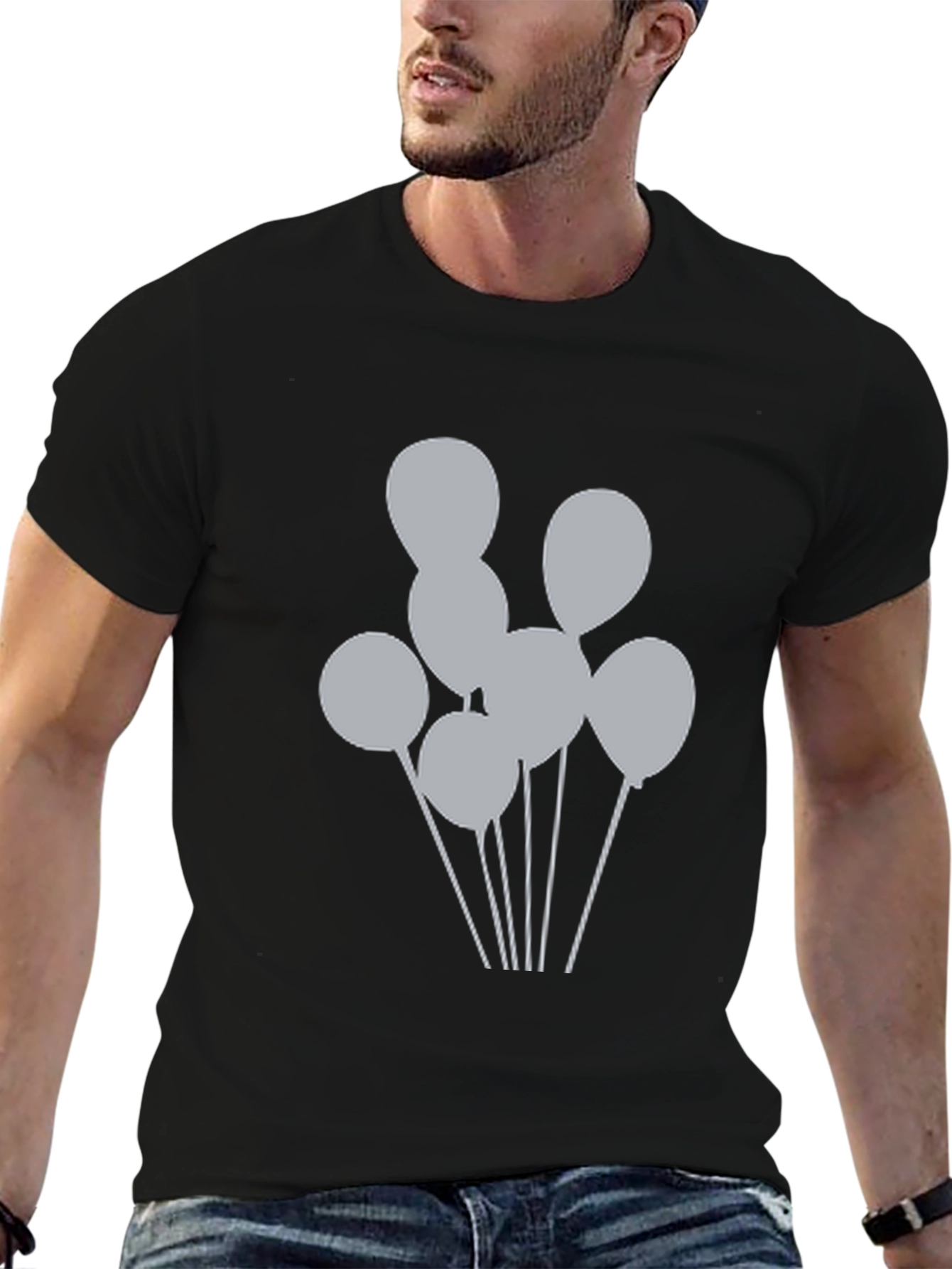 Mens Black Balloons Graphic Tee