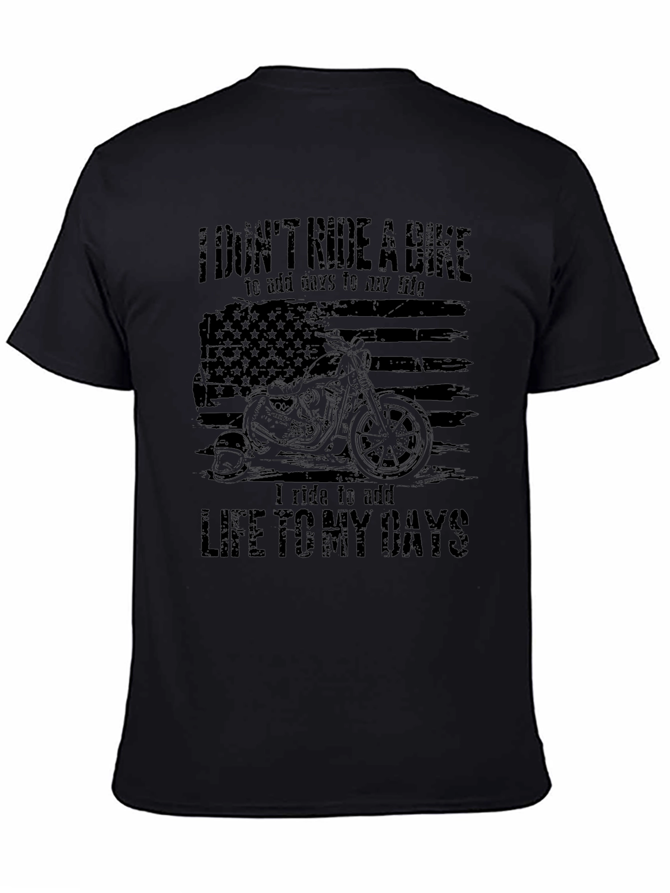 Mens Black Motorcycle Graphic T-Shirt