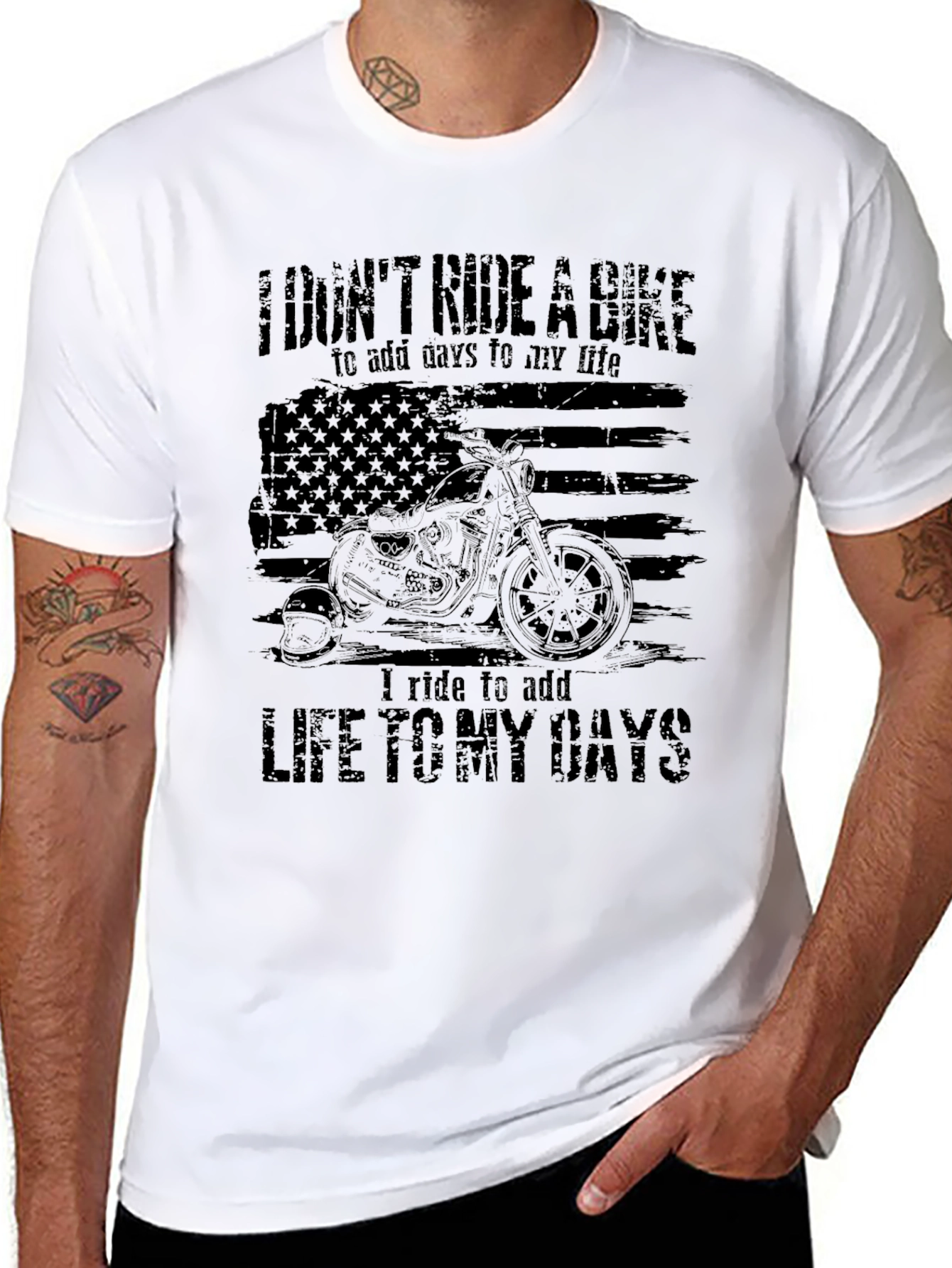 Mens Black Motorcycle Graphic T-Shirt