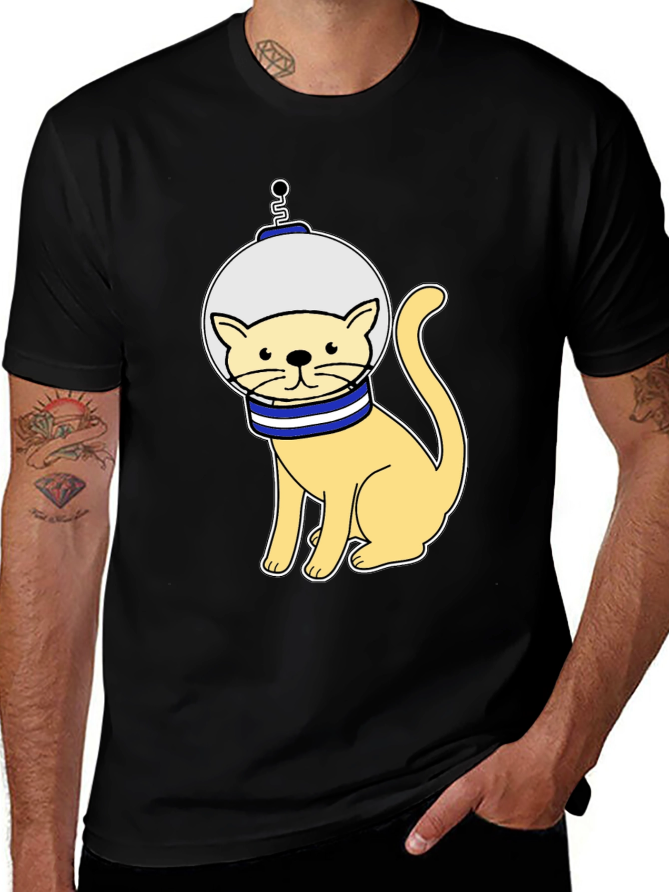 Astronaut Cat Graphic T-Shirt - Space Kitty Tee