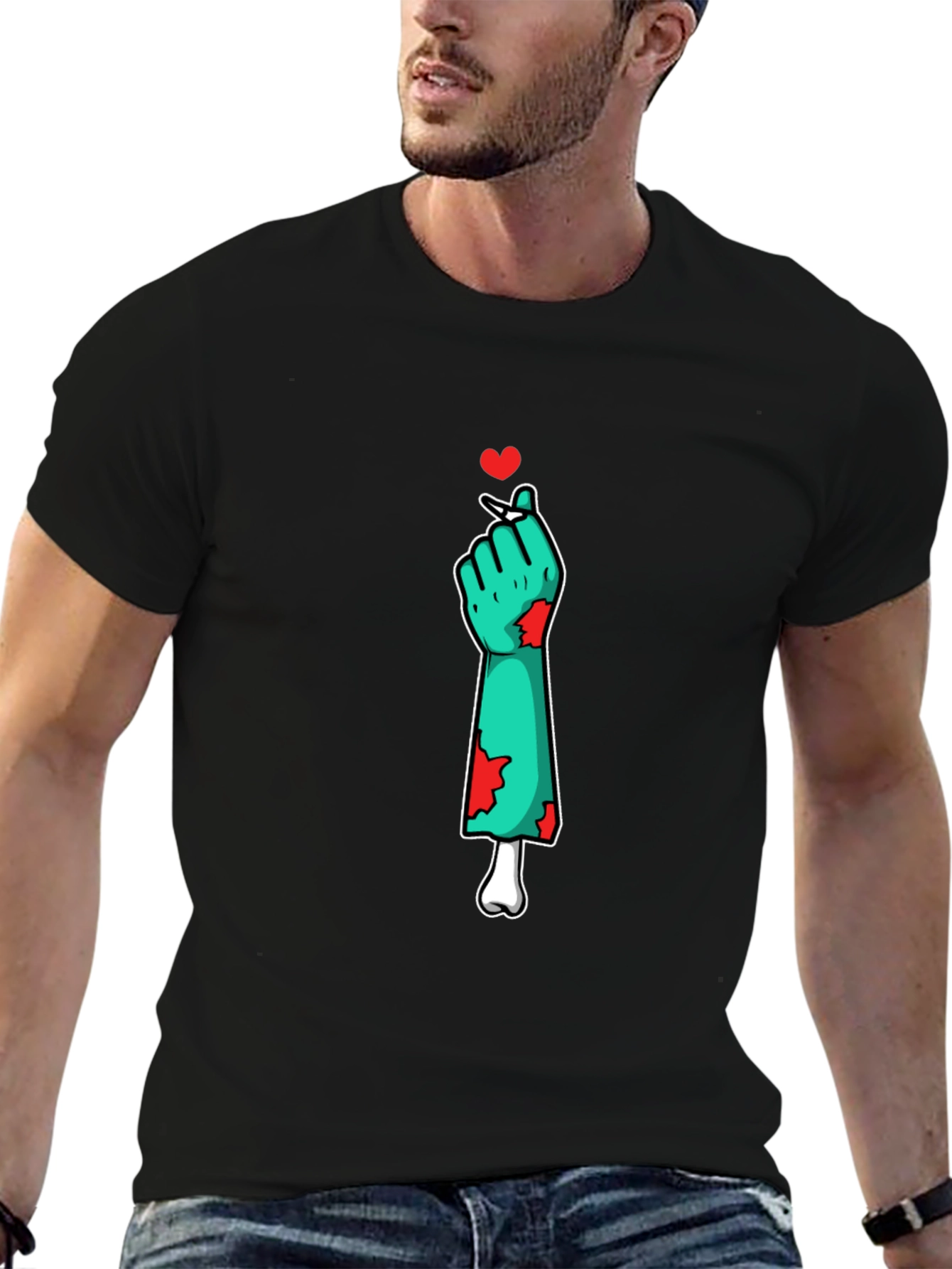 Zombie Love Heart Hand Graphic T-Shirt