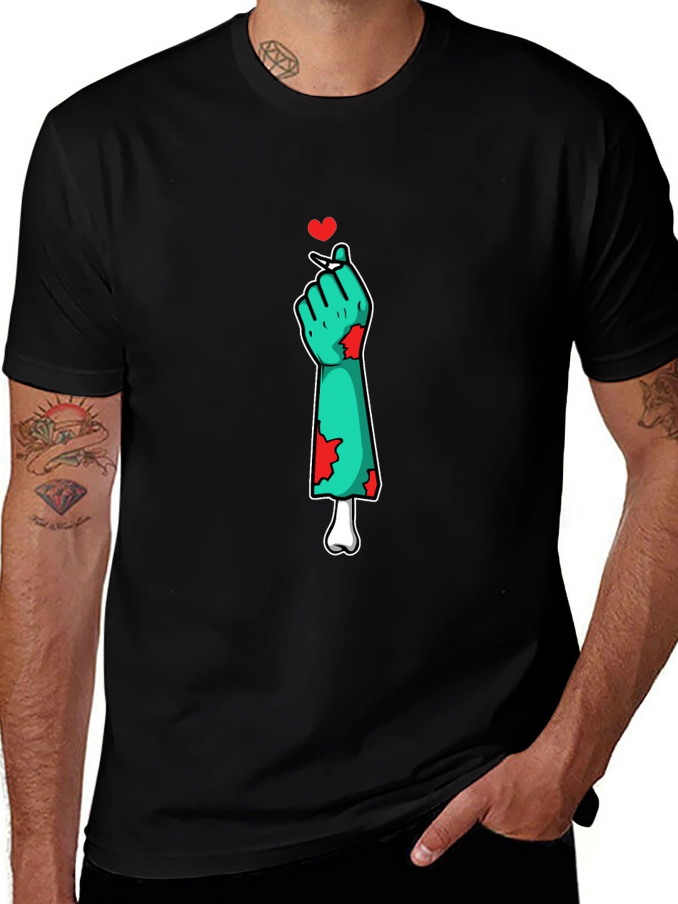 Zombie Love Heart Hand Graphic T-Shirt