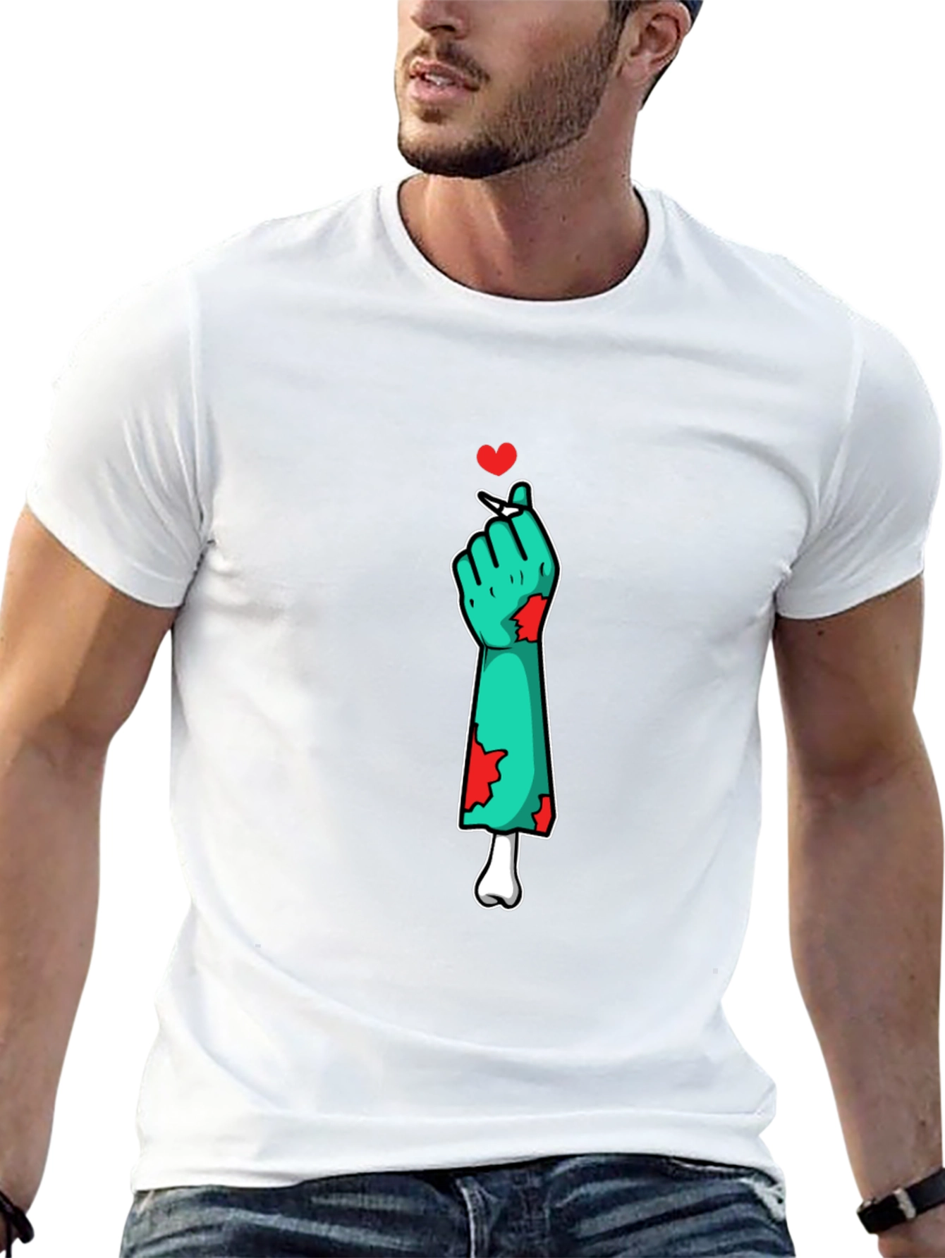 Zombie Love Heart Hand Graphic T-Shirt