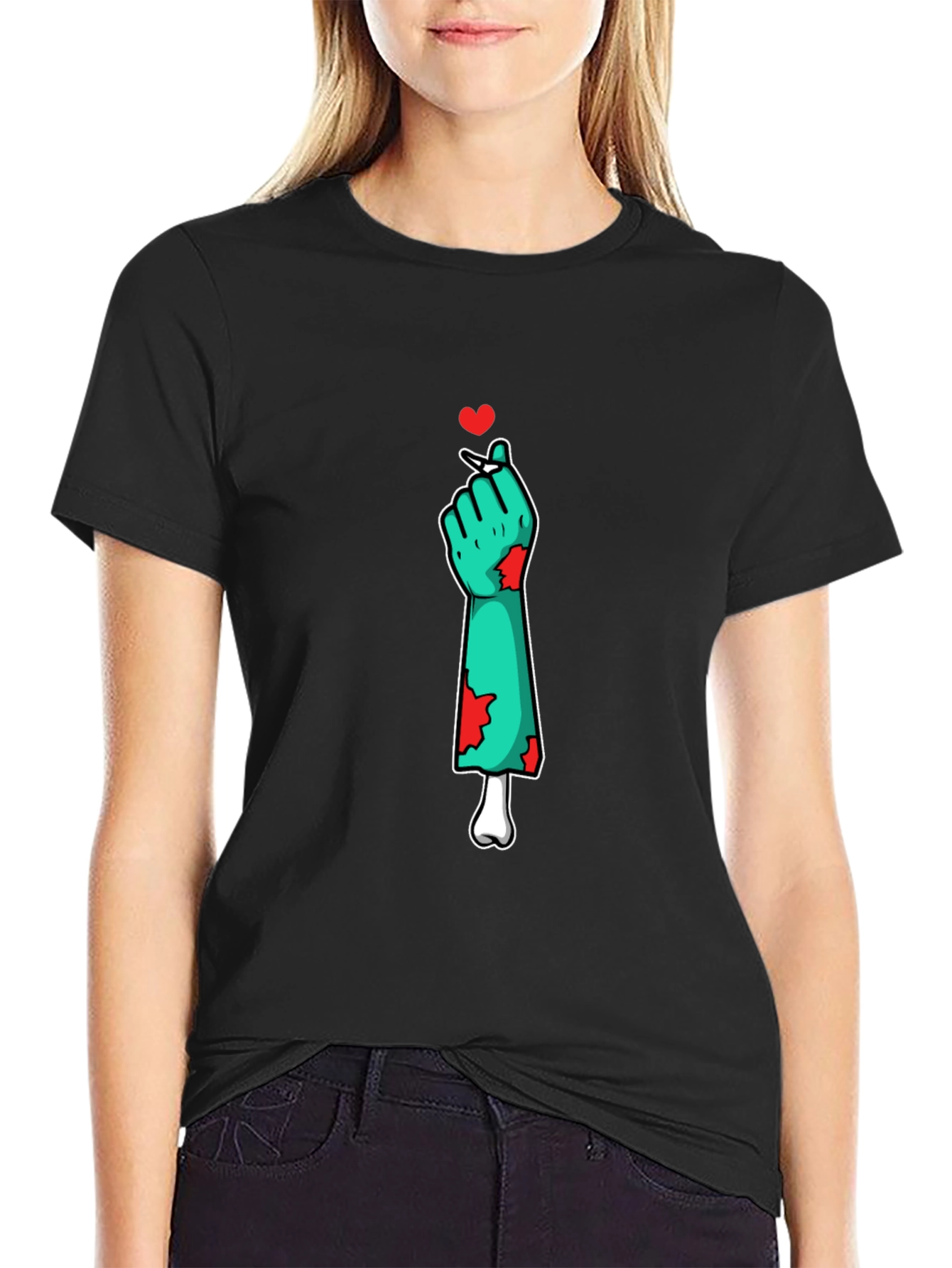 Zombie Love Heart Hand Graphic T-Shirt