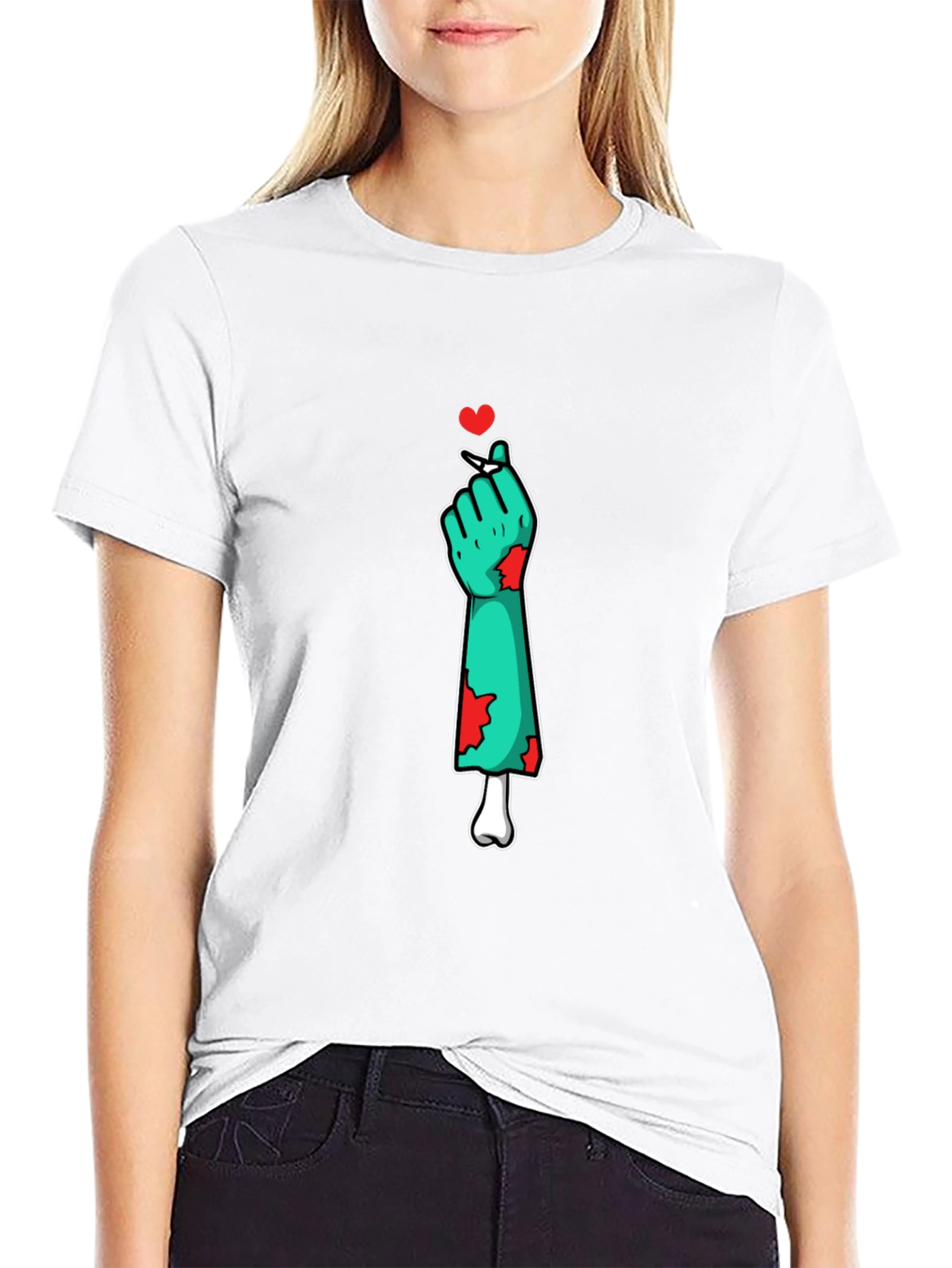Zombie Love Heart Hand Graphic T-Shirt