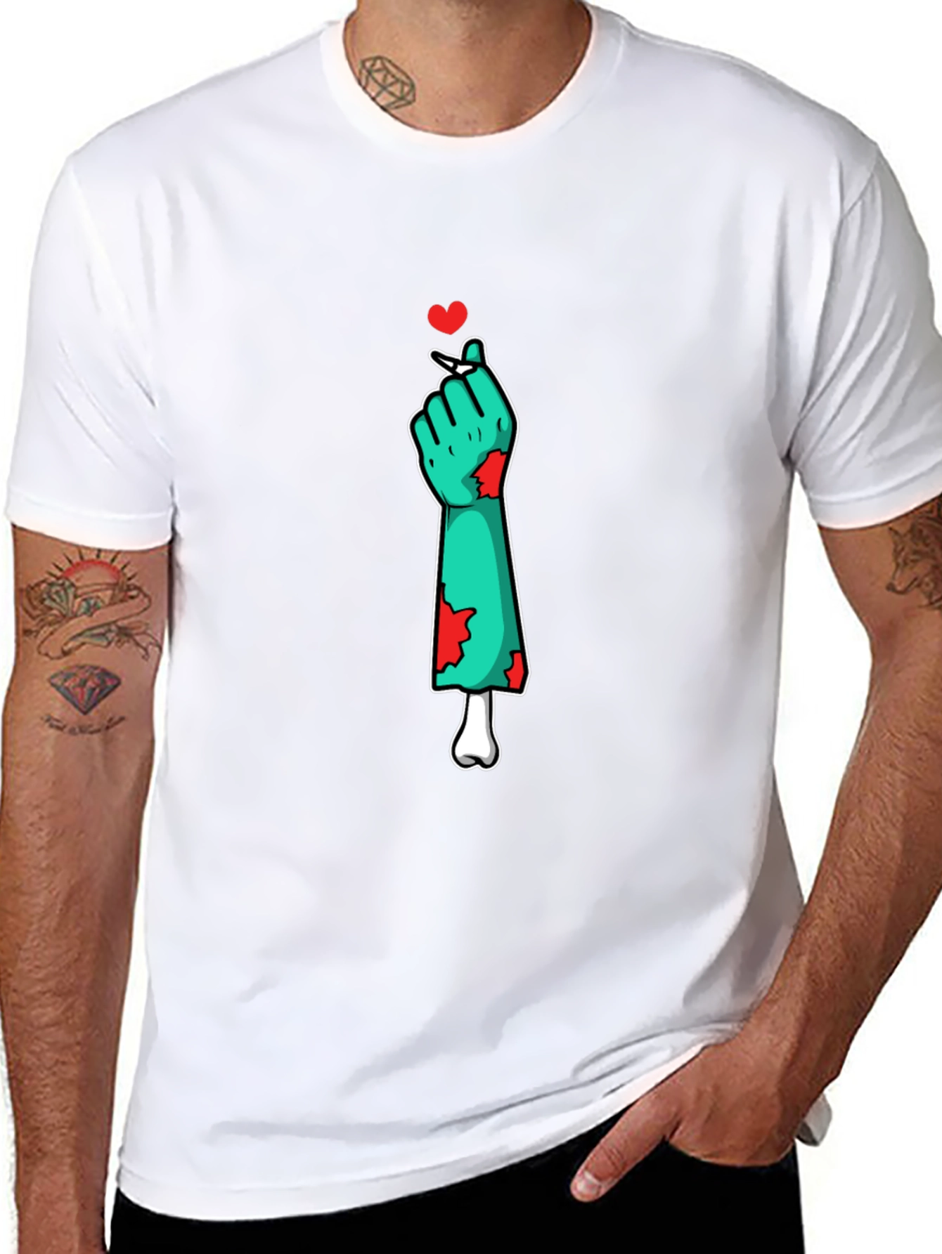 Zombie Love Heart Hand Graphic T-Shirt