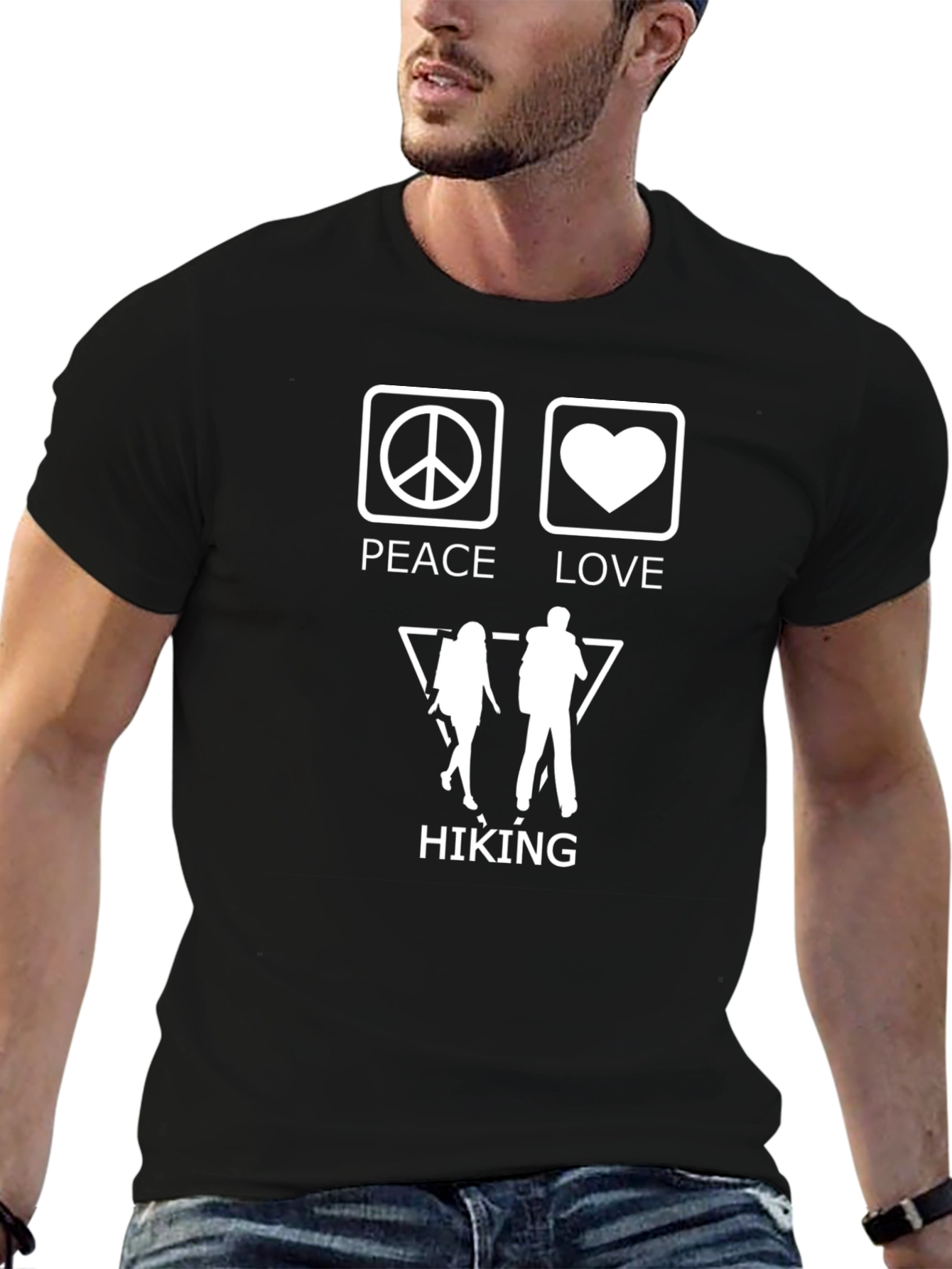 Peace Love Hiking T-Shirt - Black Graphic Tee