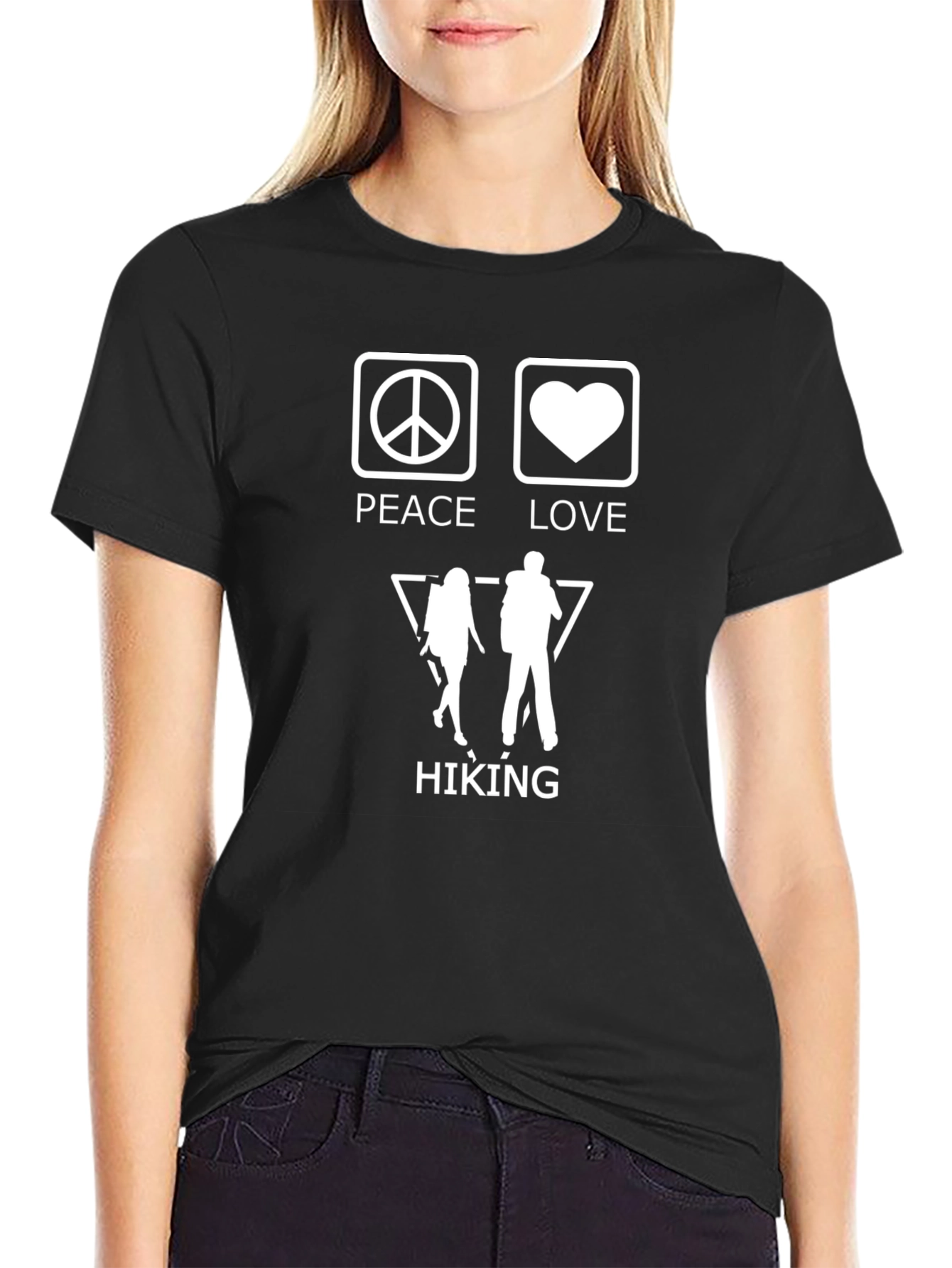 Peace Love Hiking T-Shirt - Black Graphic Tee