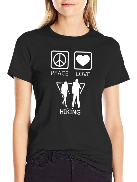 Peace Love Hiking T-Shirt - Black Graphic Tee