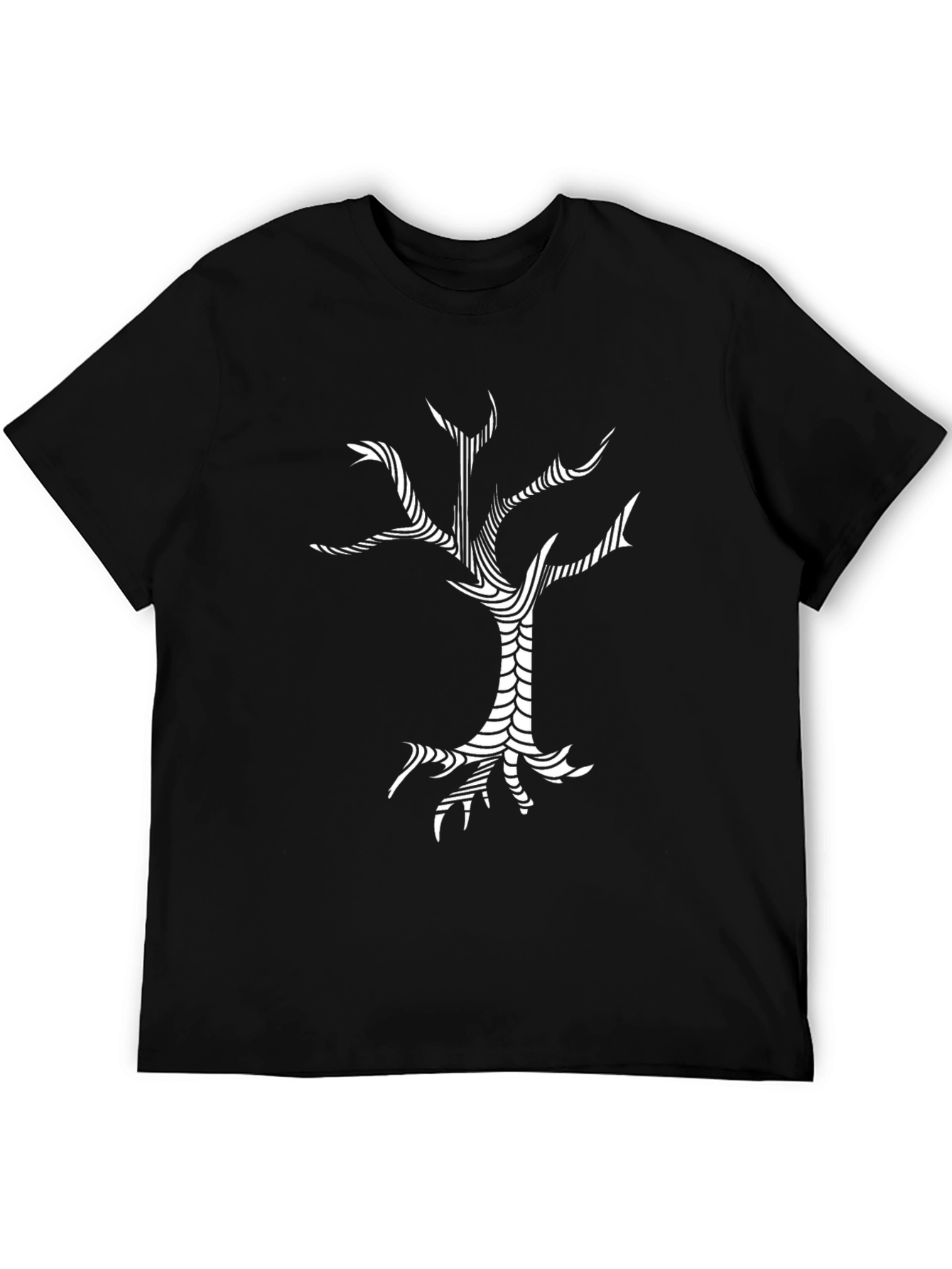 Abstract Tree Graphic Tee - Black Cotton T-Shirt