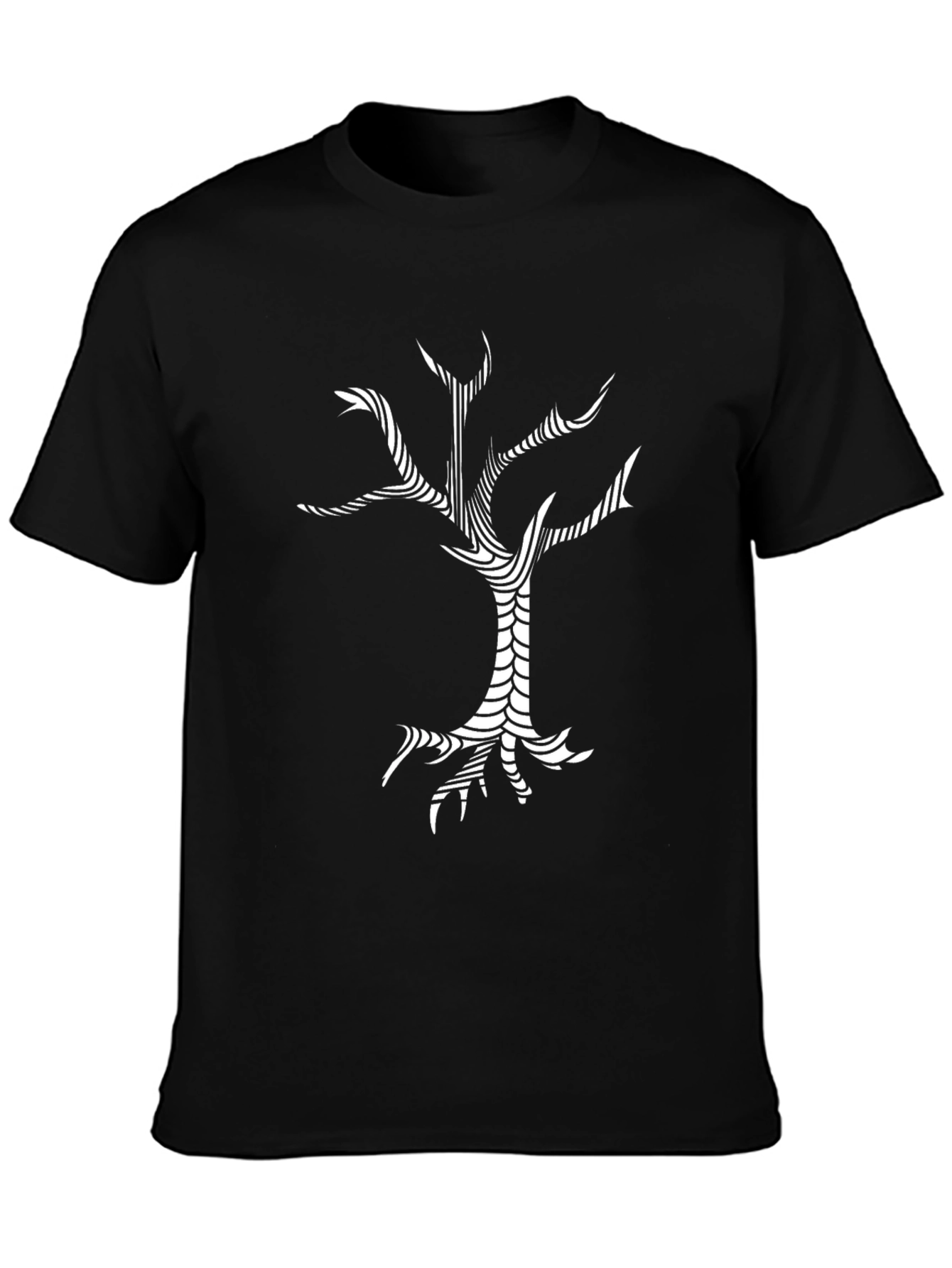 Abstract Tree Graphic Tee - Black Cotton T-Shirt