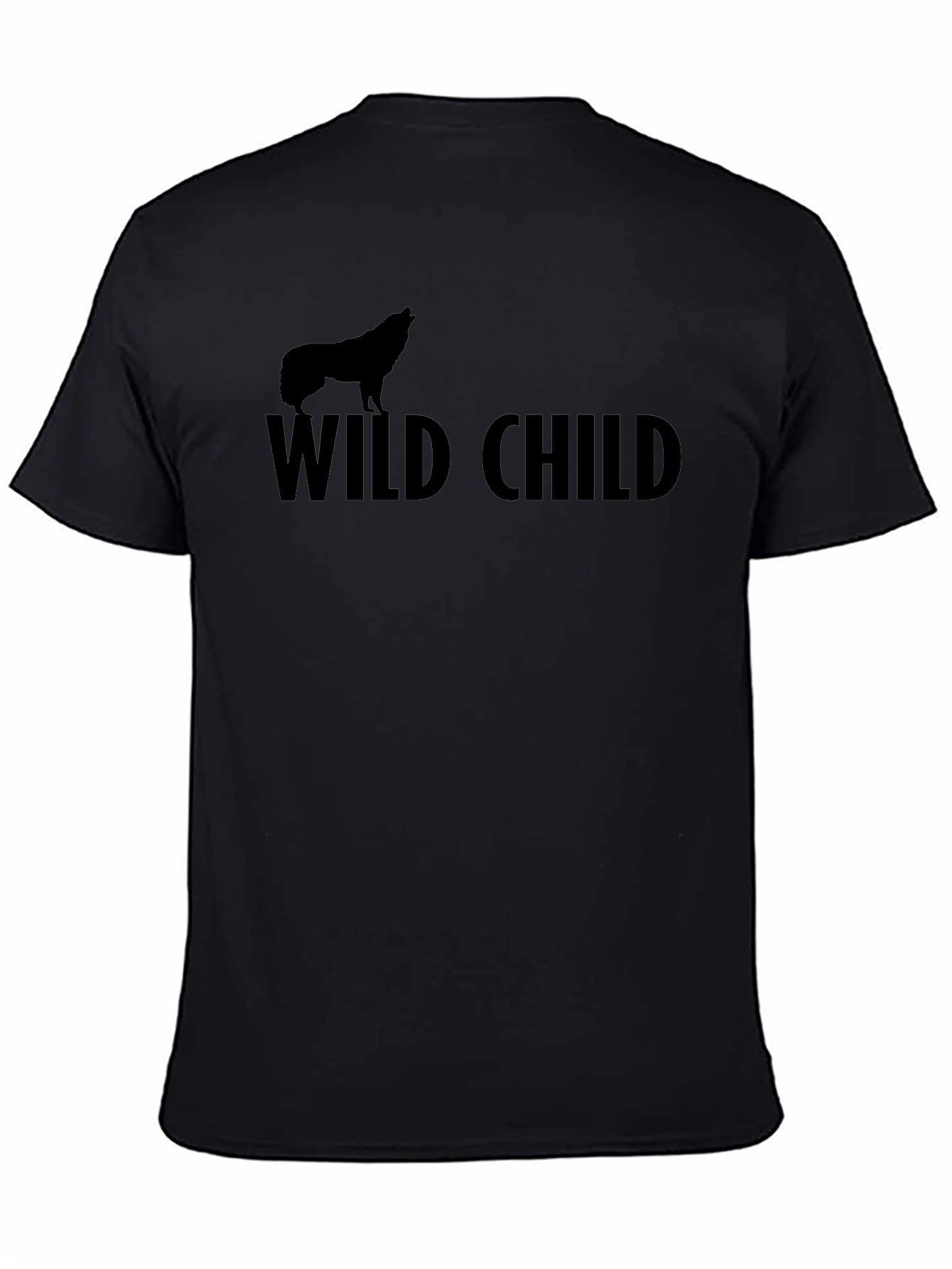 Wild Child Wolf Graphic Tee - Black Cotton T-Shirt