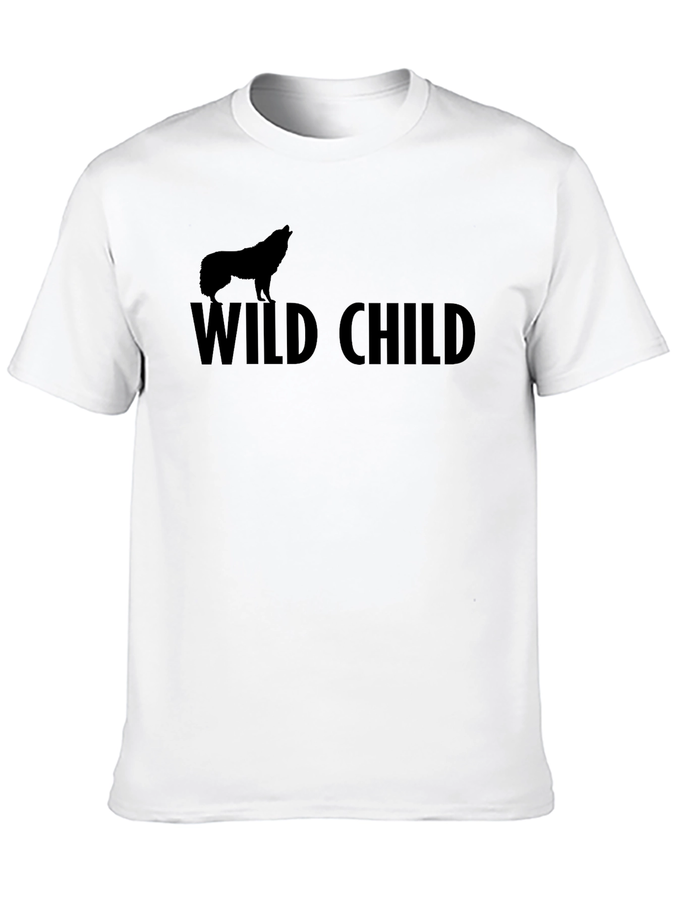 Wild Child Wolf Graphic Tee - Black Cotton T-Shirt