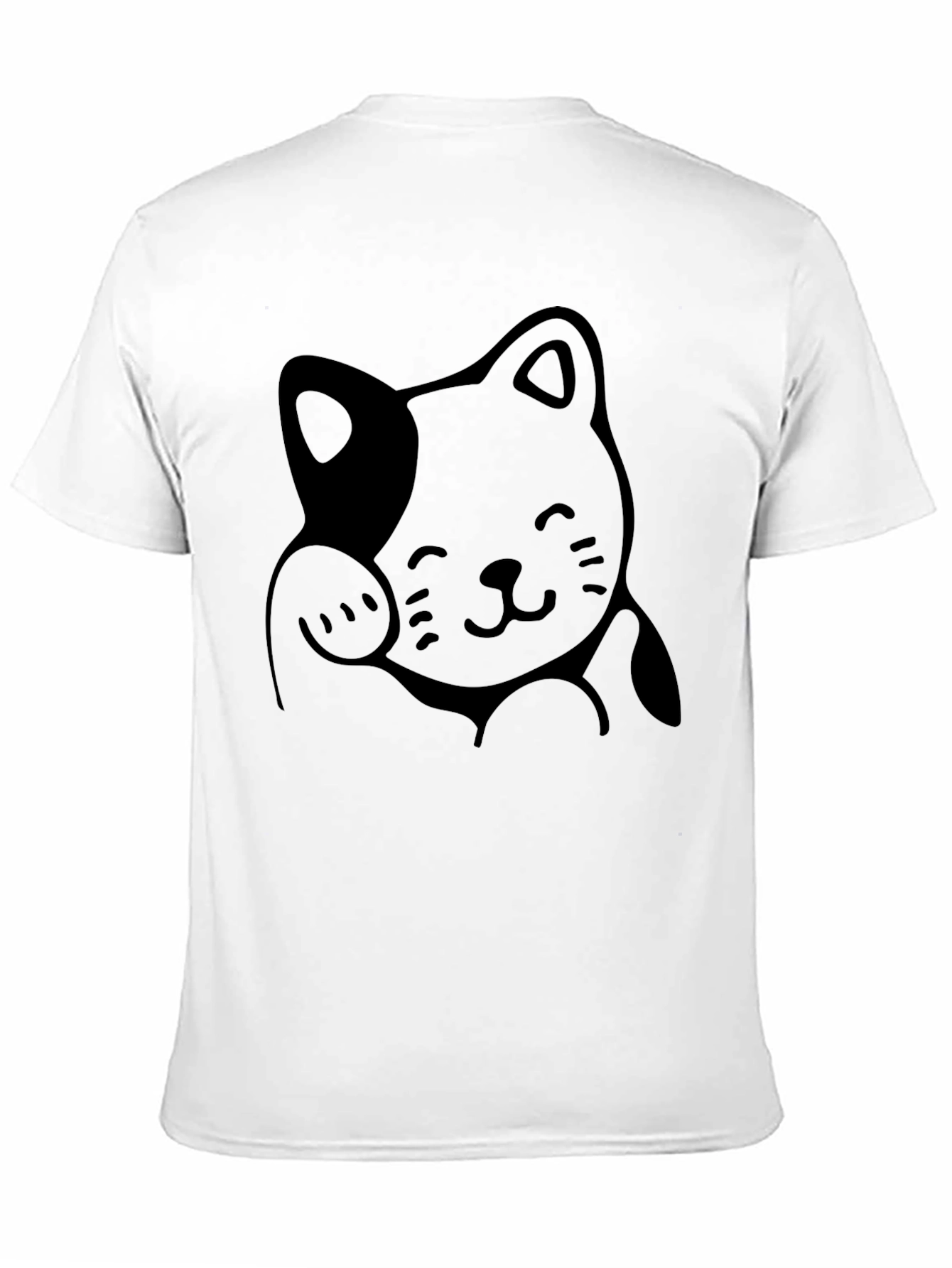 Cute Lucky Cat Graphic Tee - Black