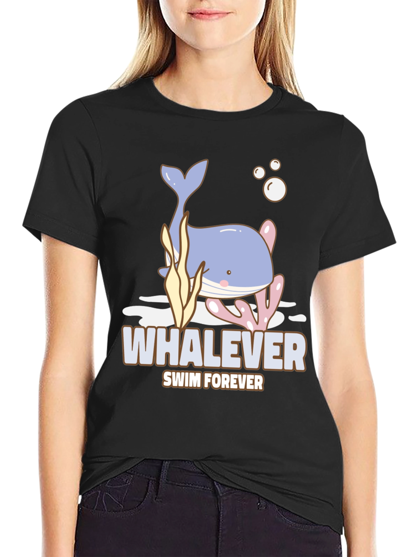 Whalever Swim Forever Graphic T-Shirt