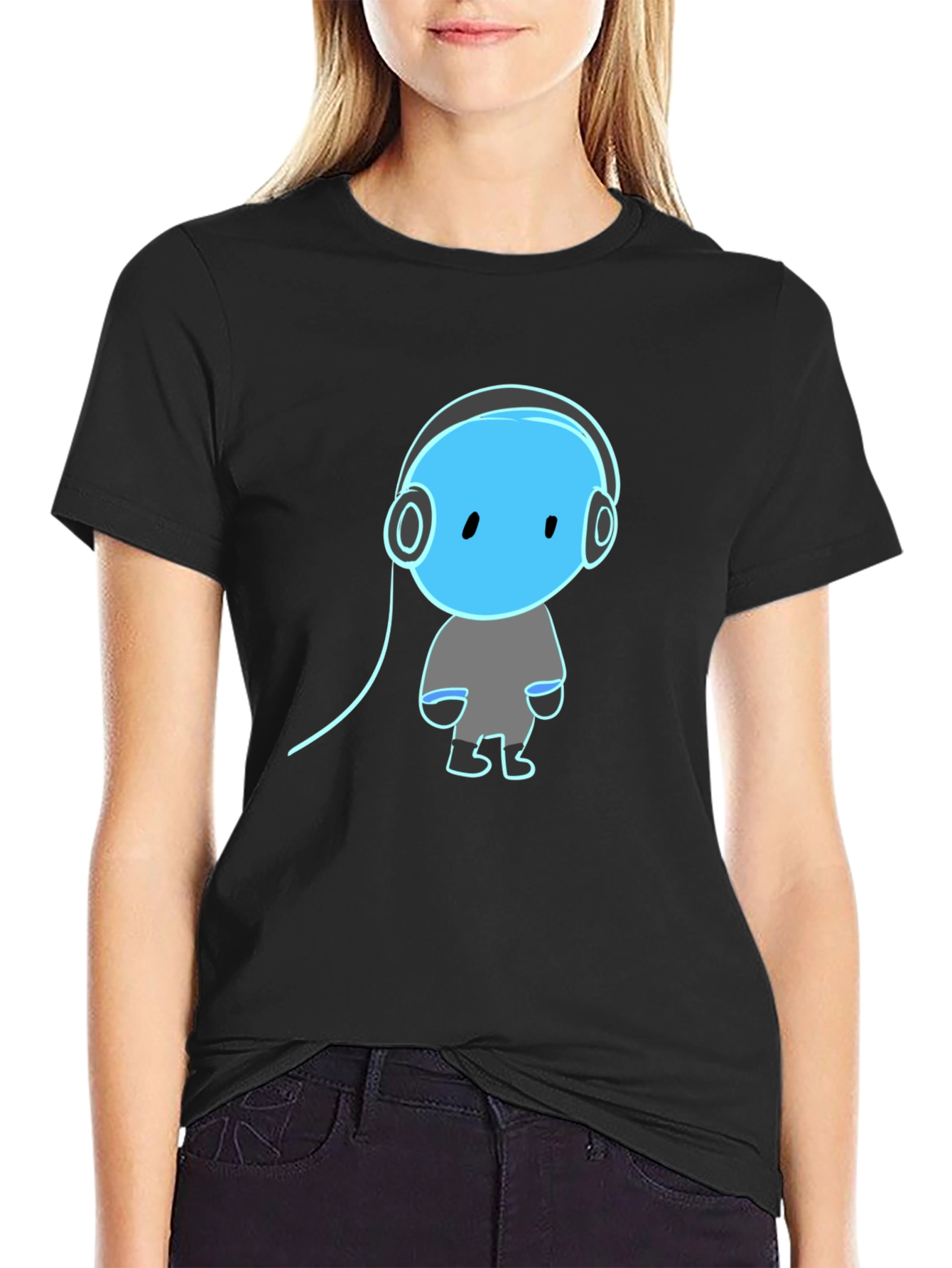 Cool Graphic Tee - Blue Headphone Dude