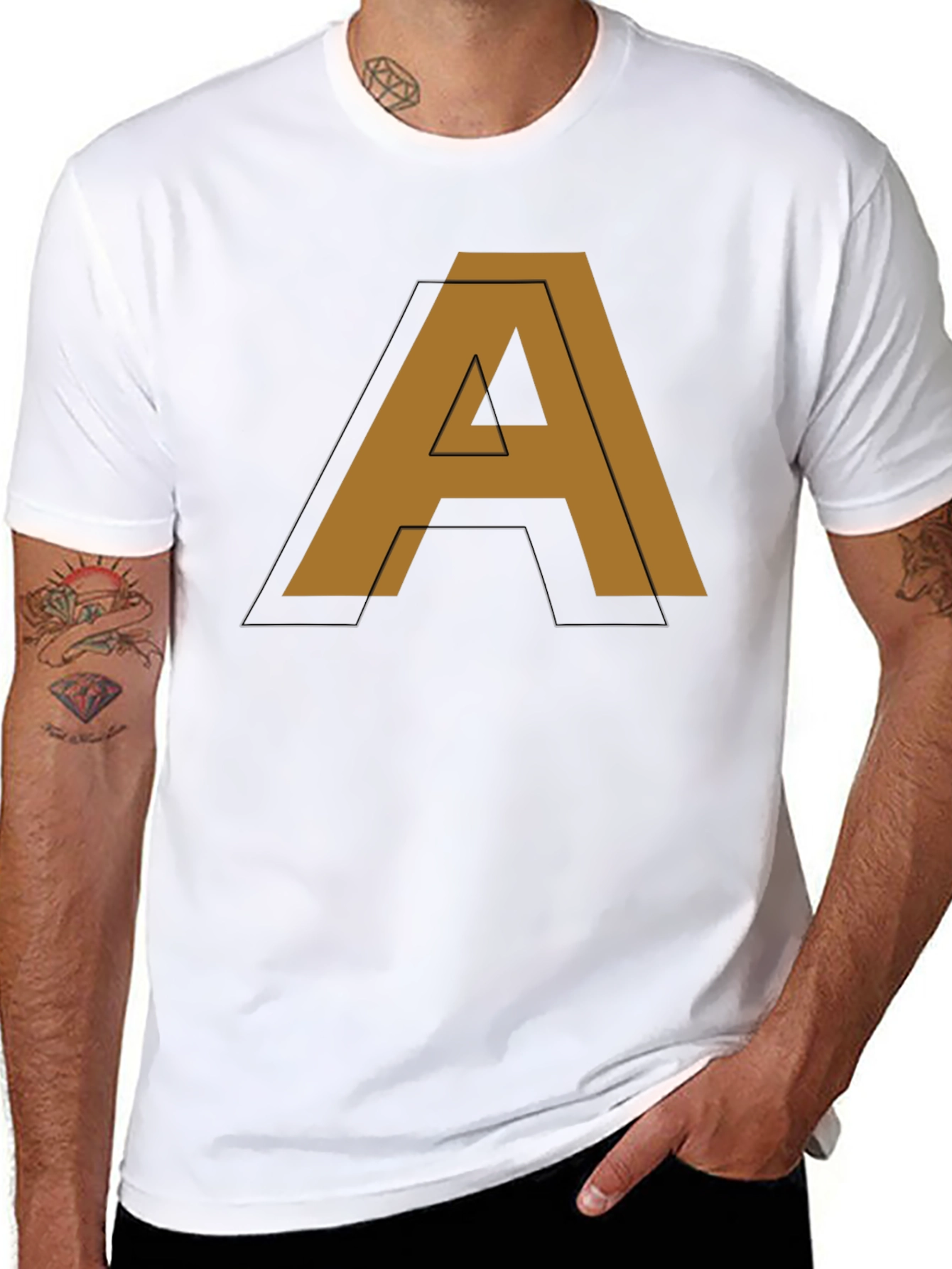 Modern Letter A Graphic Black T-Shirt