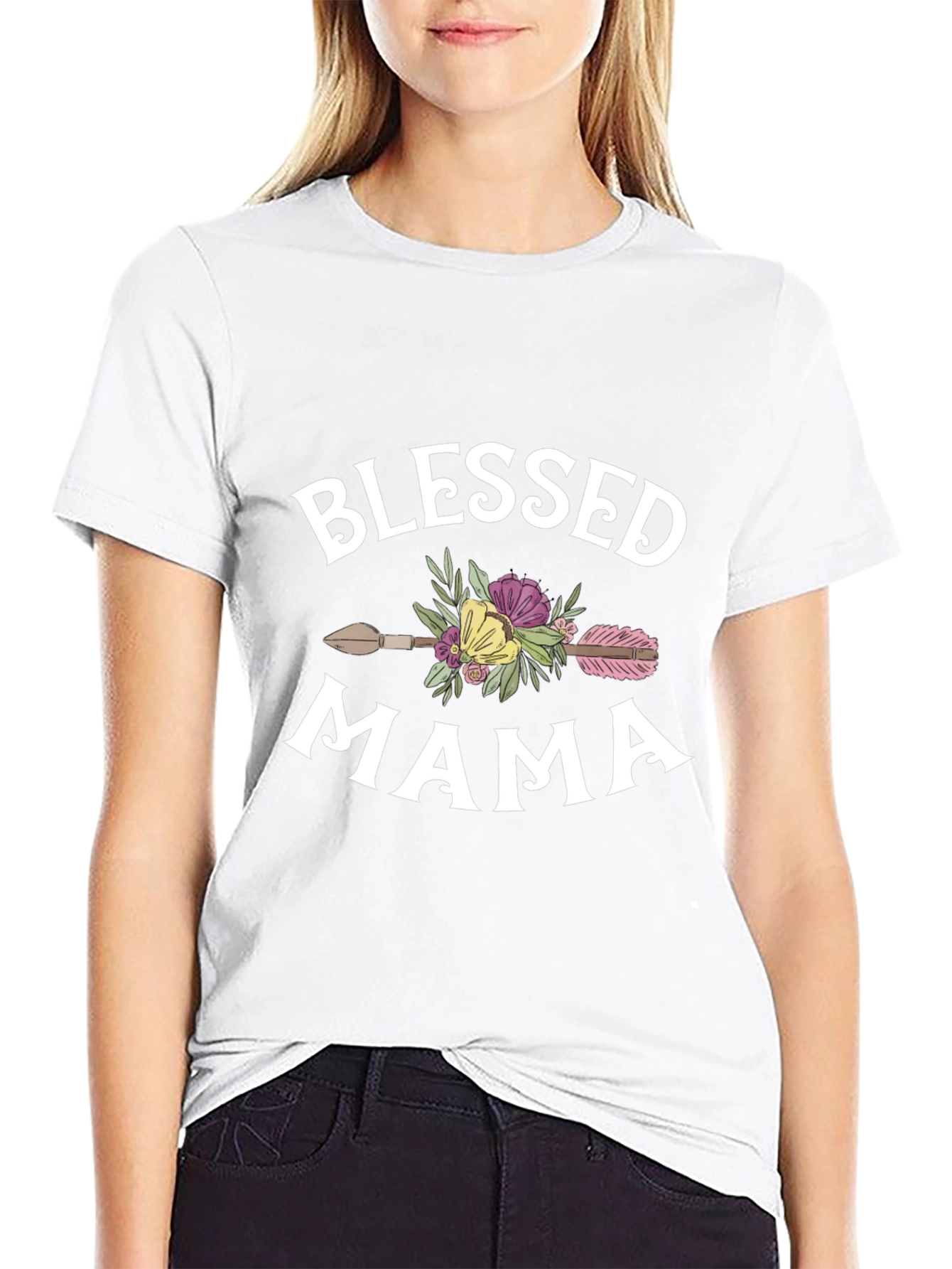 Blessed Mama Floral Arrow T-Shirt