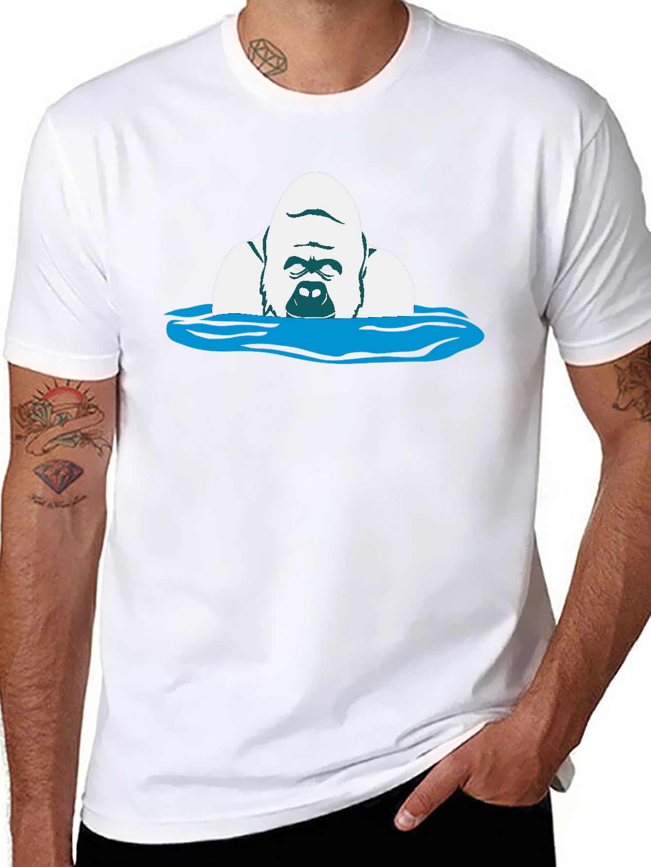 Gorilla in Water Graphic Tee - Black