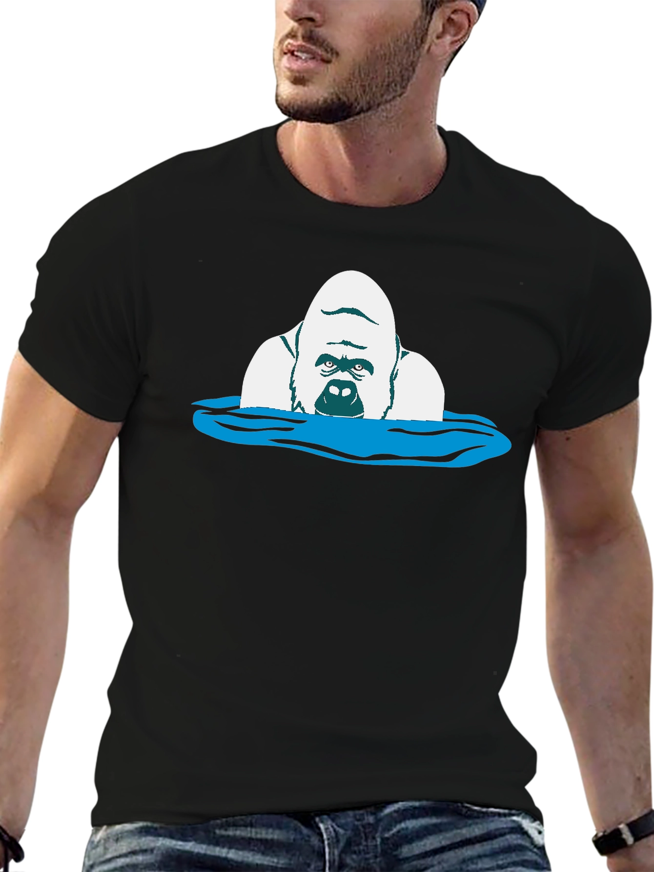 Gorilla in Water Graphic Tee - Black