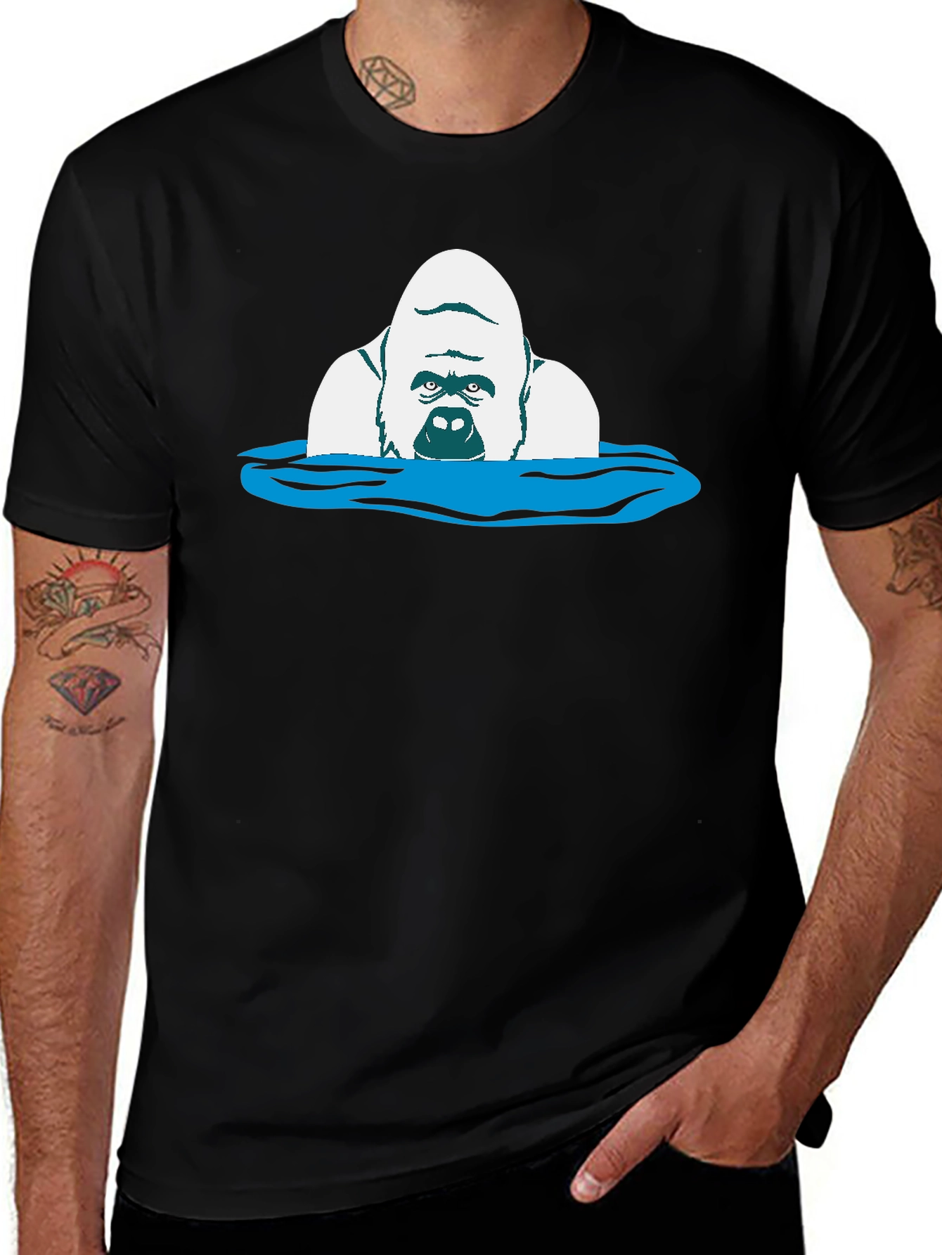 Gorilla in Water Graphic Tee - Black