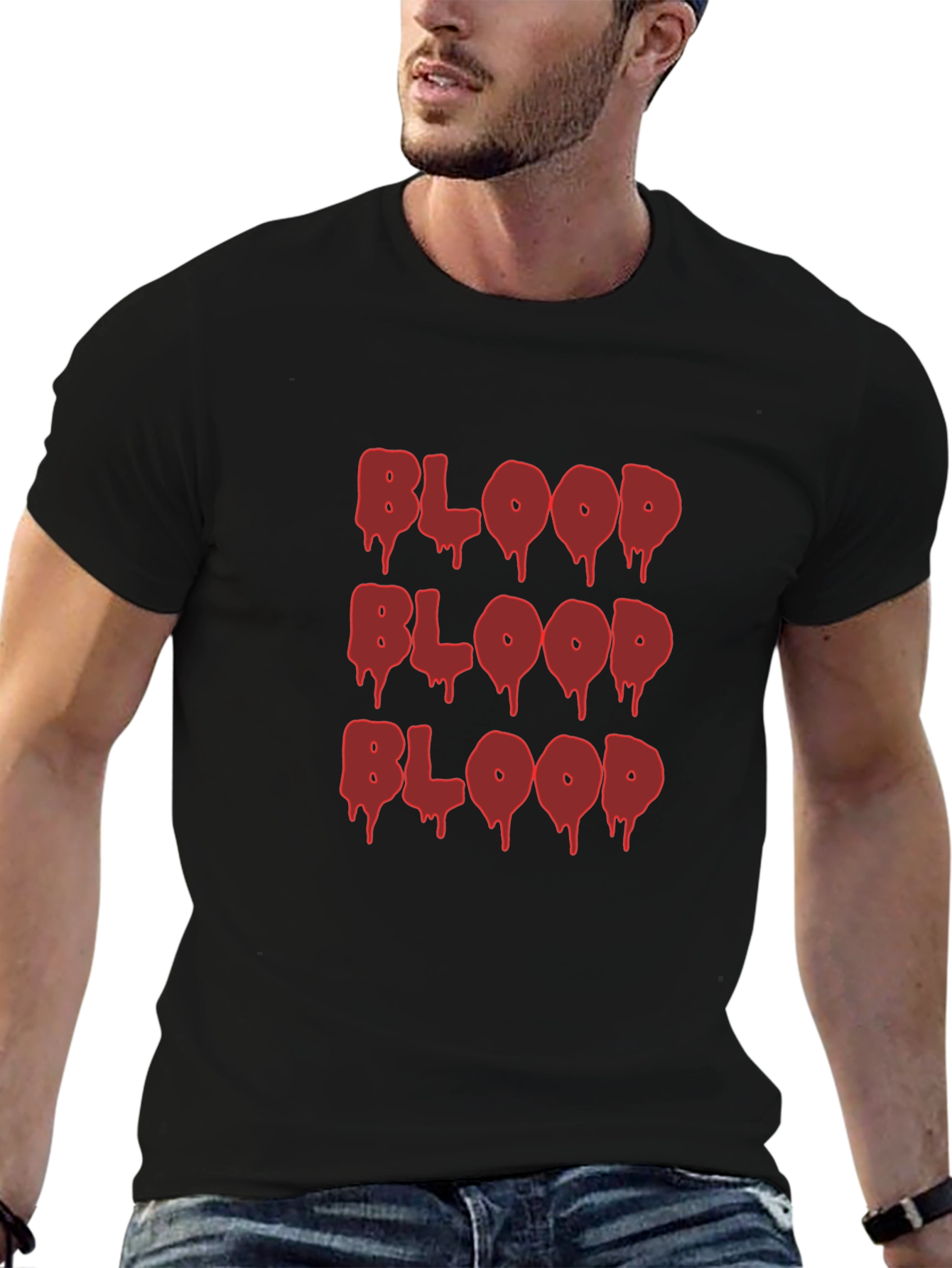 Blood Drip Graphic Tee - Edgy Casual T-Shirt