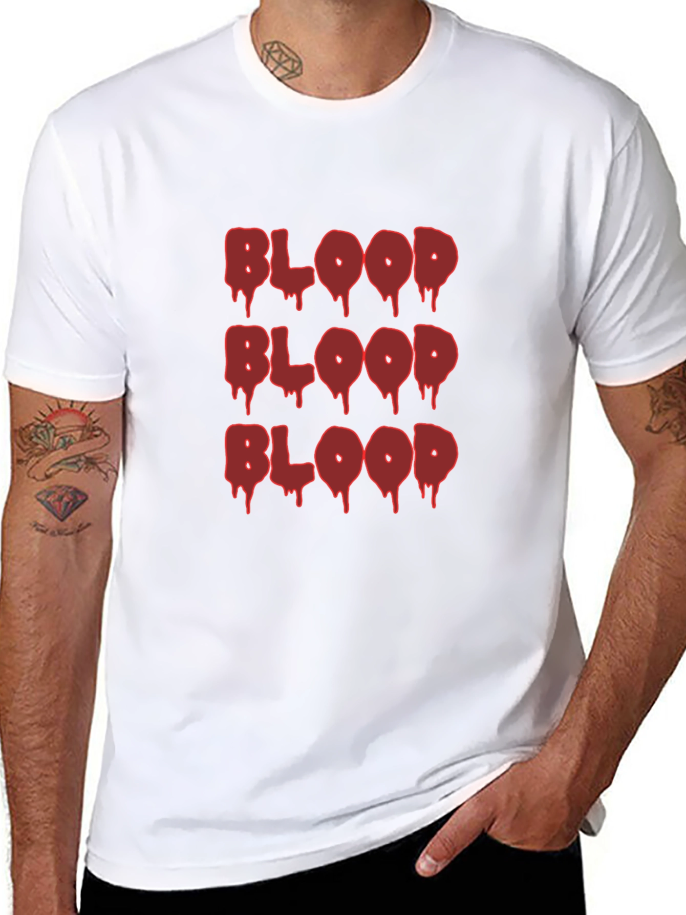 Blood Drip Graphic Tee - Edgy Casual T-Shirt