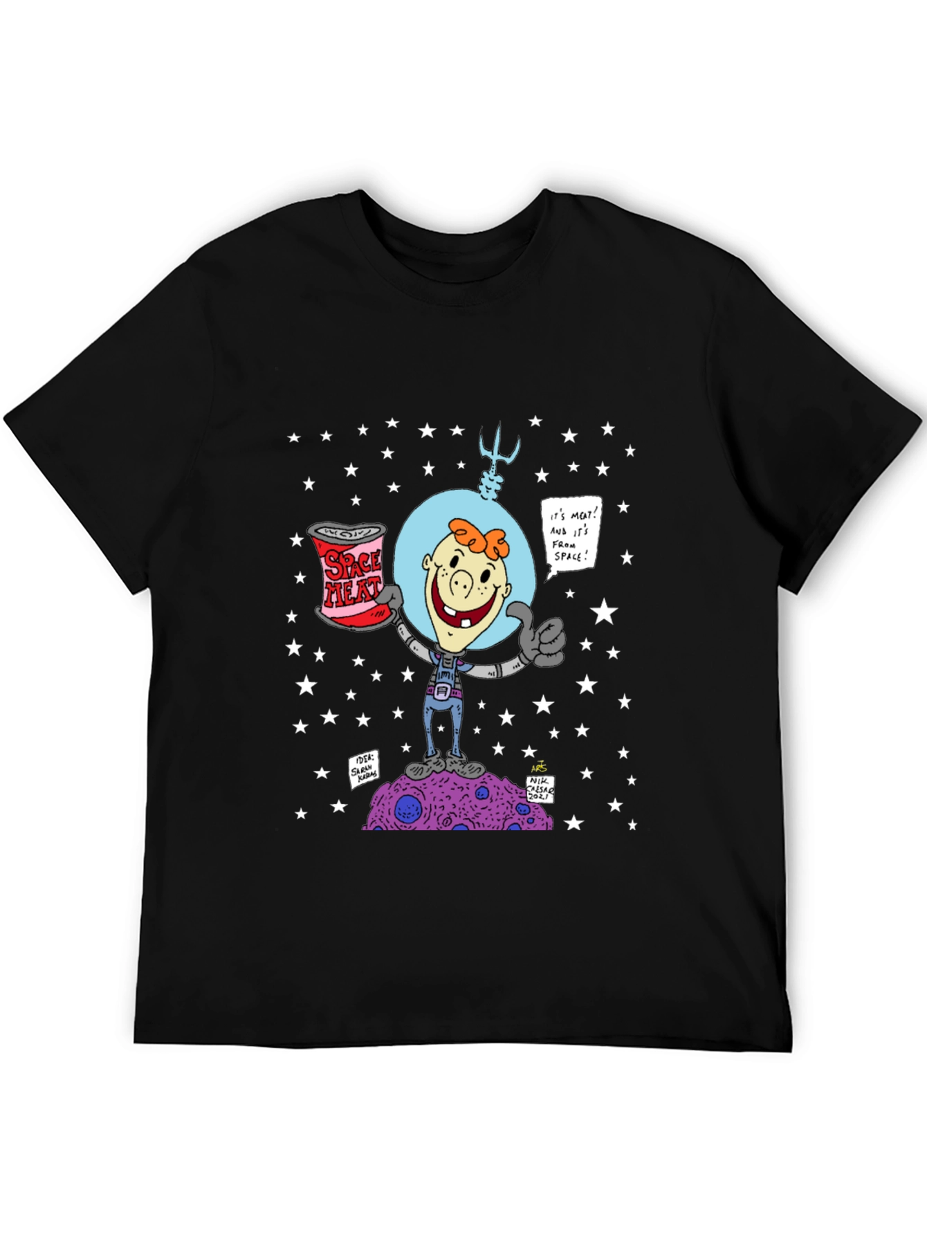 Space Meat T-Shirt: Cartoon Astronaut Design