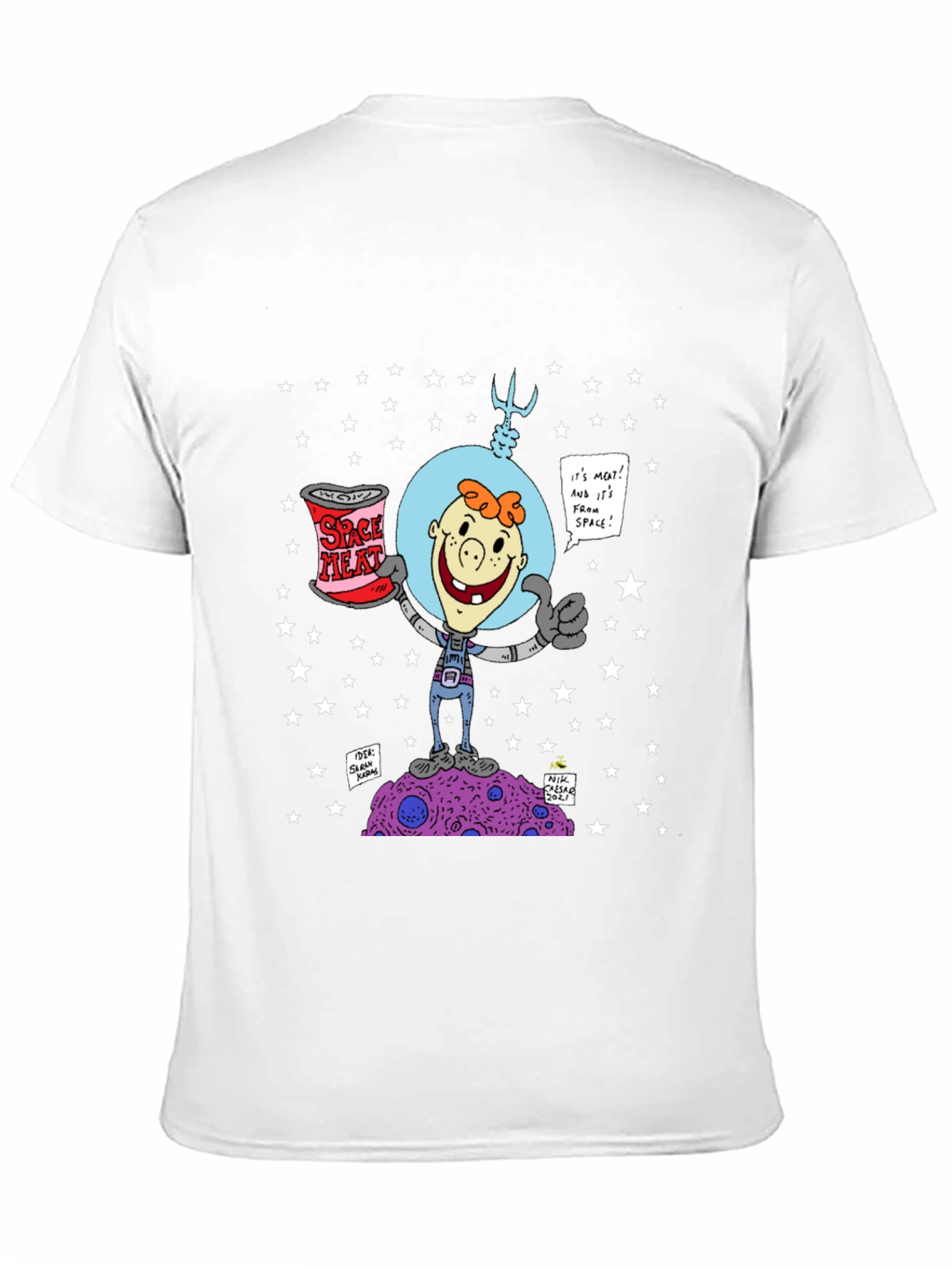 Space Meat T-Shirt: Cartoon Astronaut Design