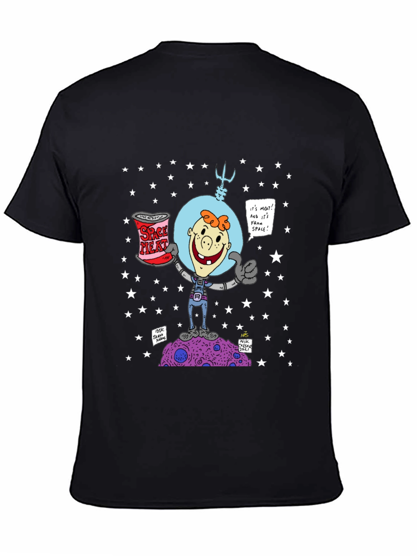 Space Meat T-Shirt: Cartoon Astronaut Design