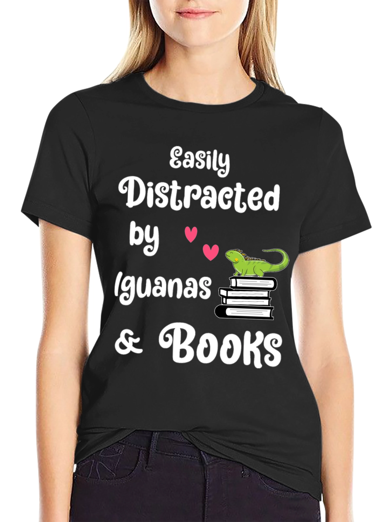 Easily Distracted by Iguanas & Books T-Shirt