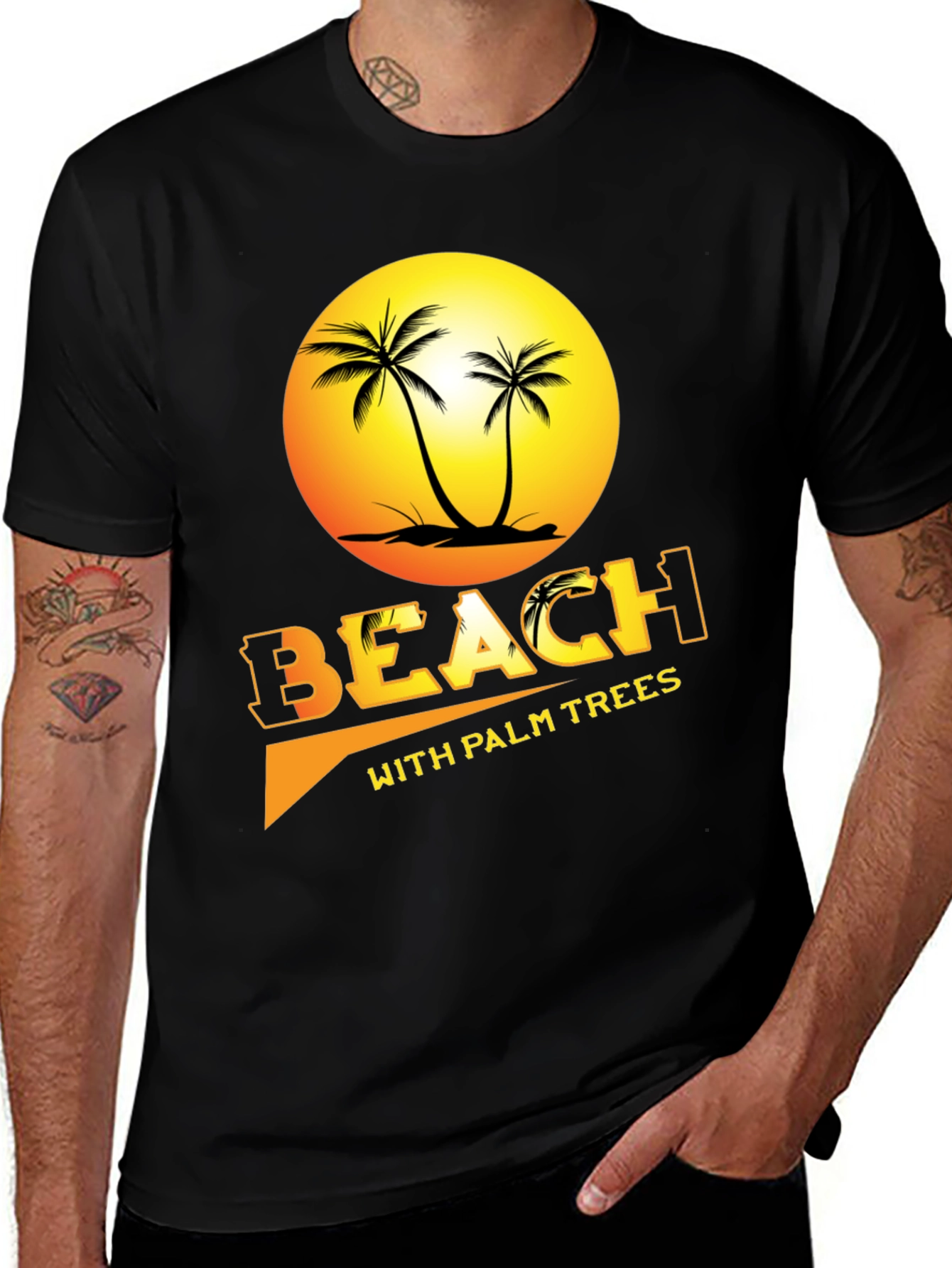Beach with Palm Trees Graphic Tee