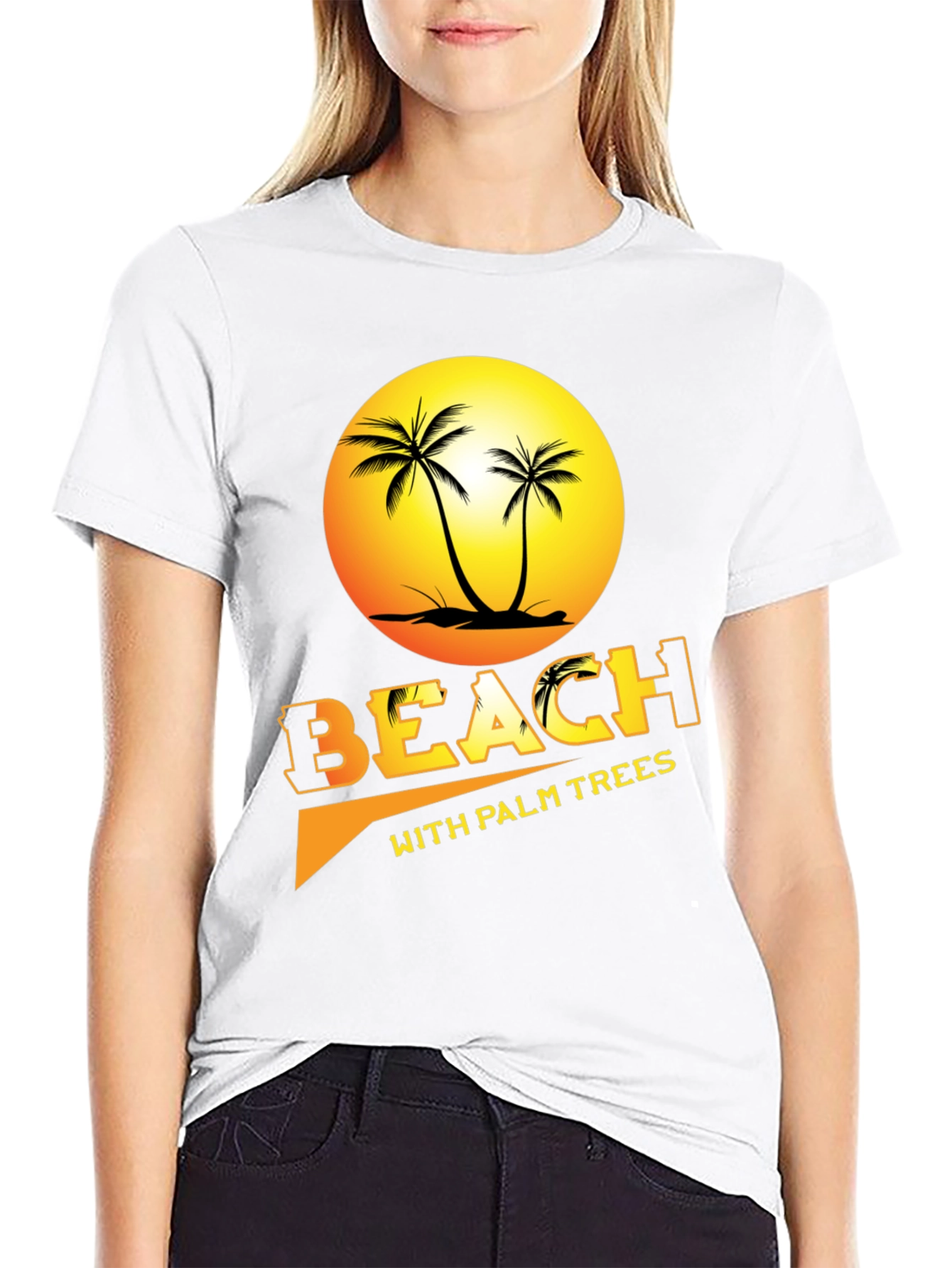 Beach with Palm Trees Graphic Tee