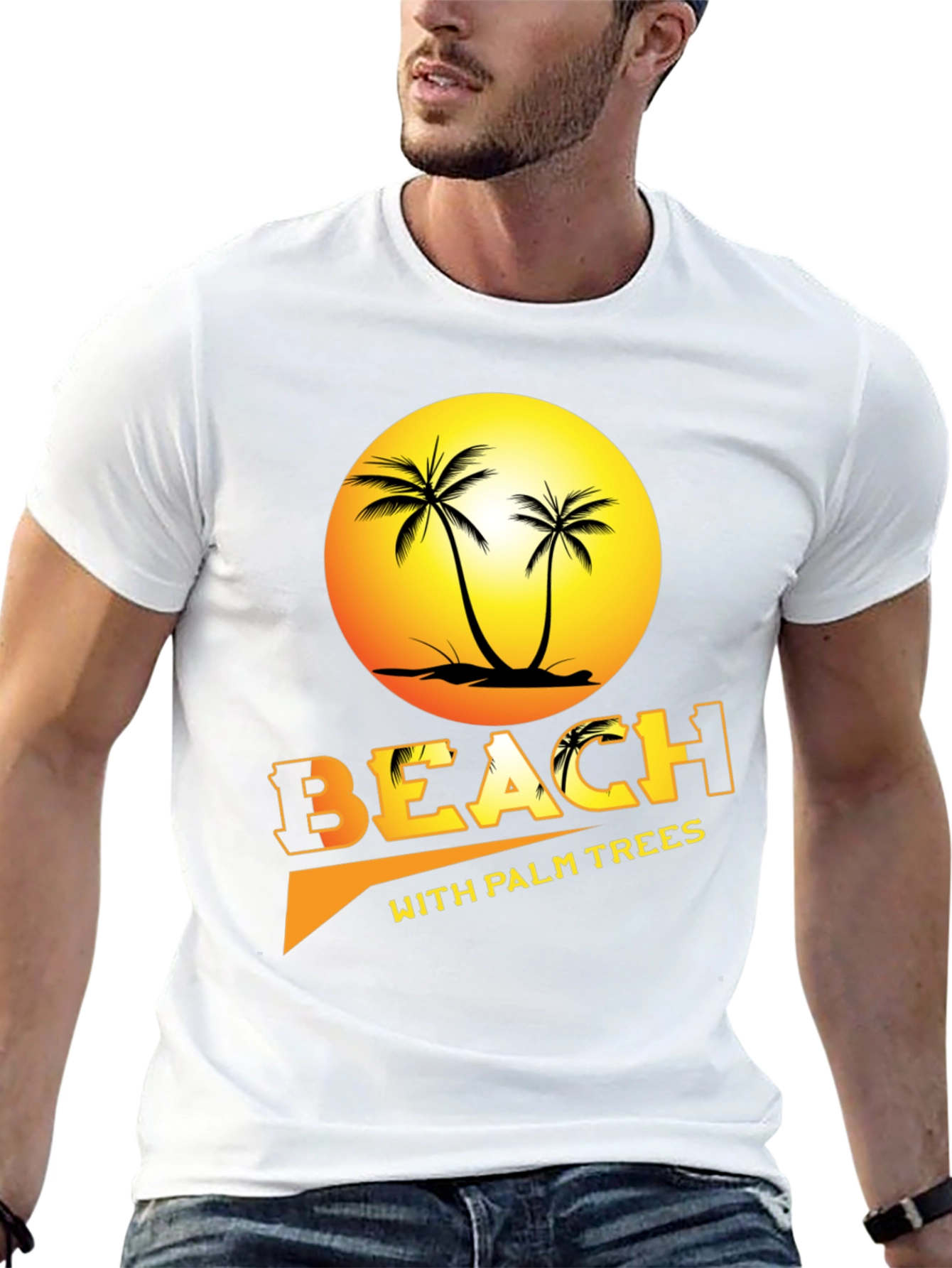 Beach with Palm Trees Graphic Tee