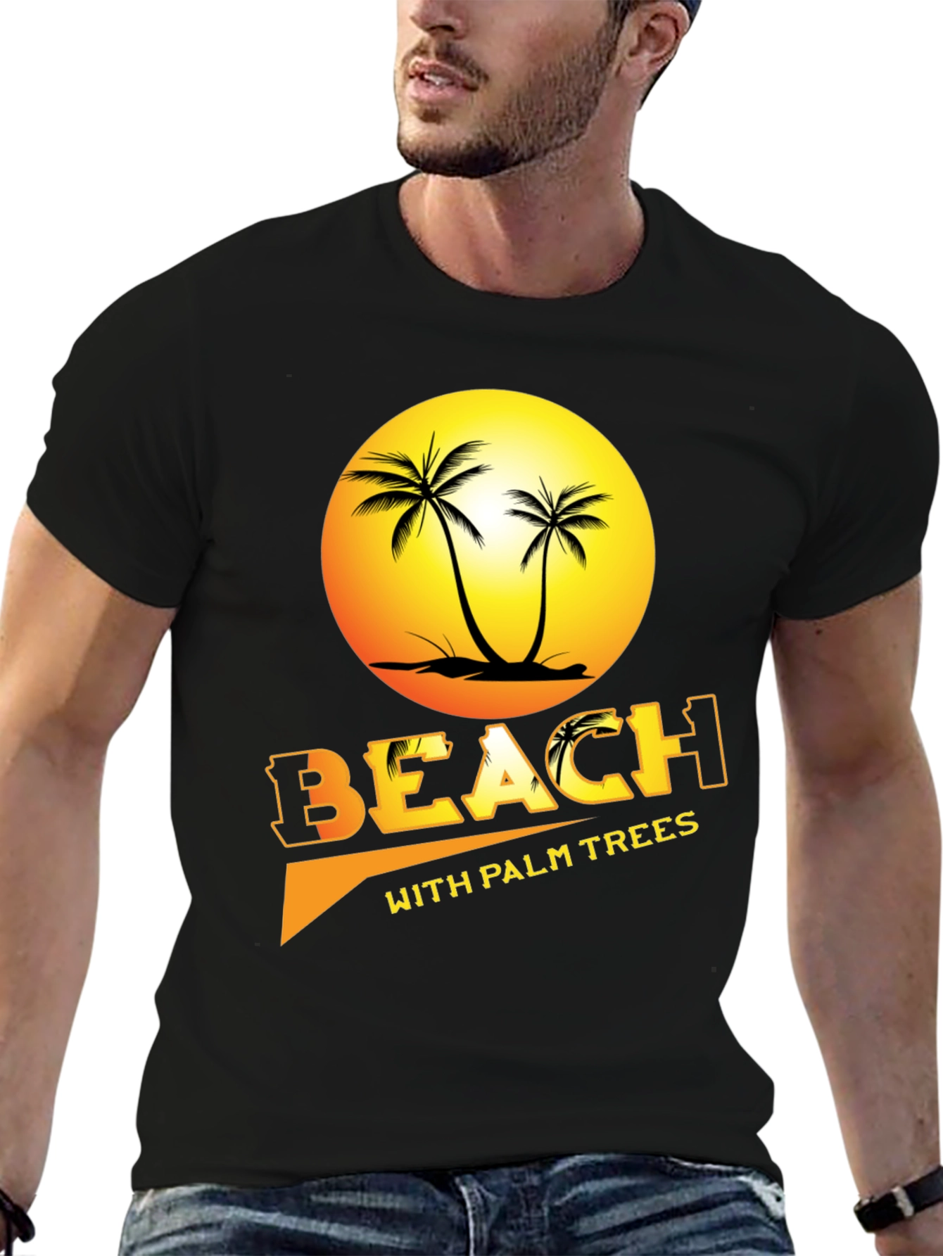 Beach with Palm Trees Graphic Tee