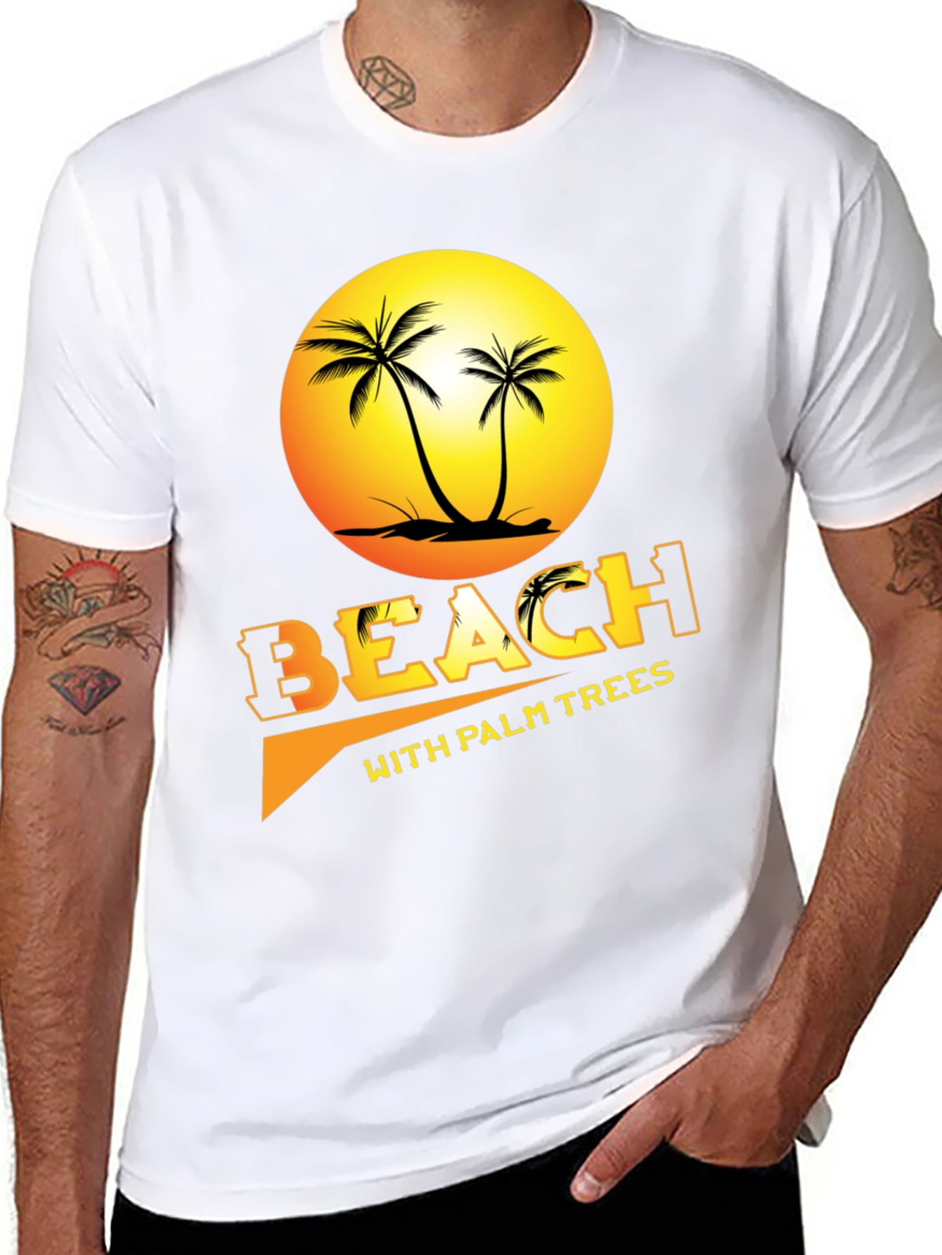 Beach with Palm Trees Graphic Tee