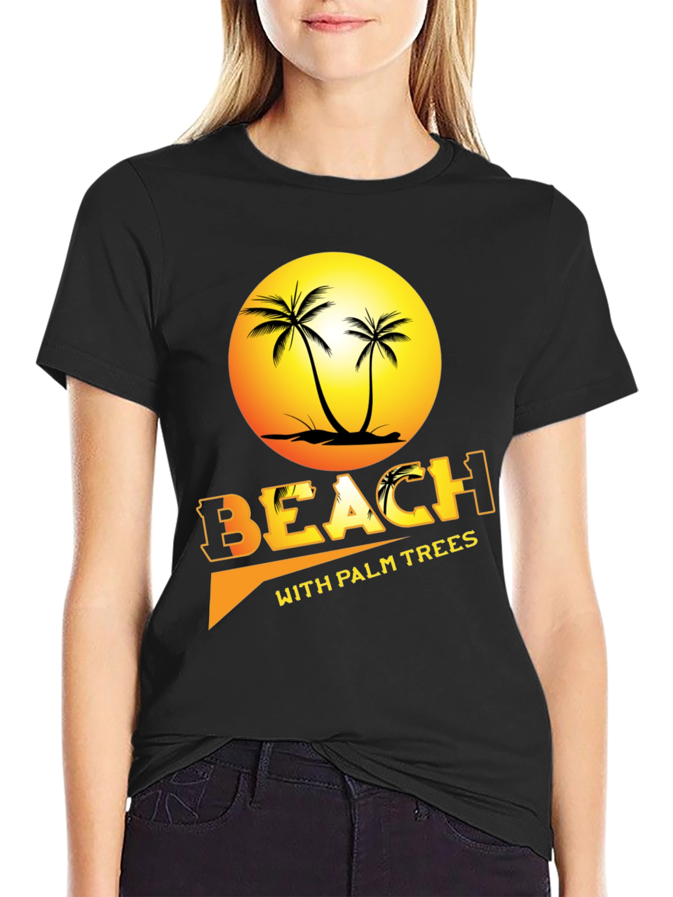 Beach with Palm Trees Graphic Tee