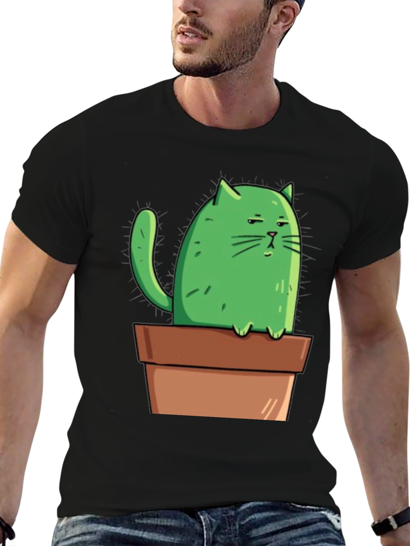 Cactus Cat Tee - Funny Graphic T-Shirt