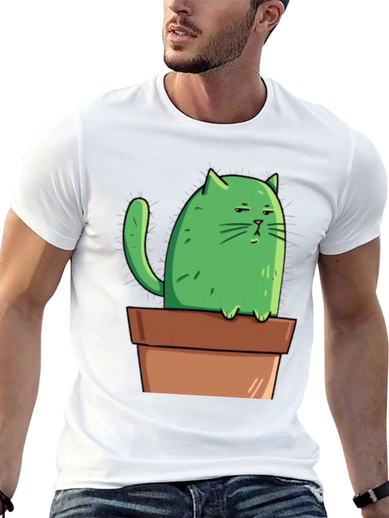 Cactus Cat Tee - Funny Graphic T-Shirt