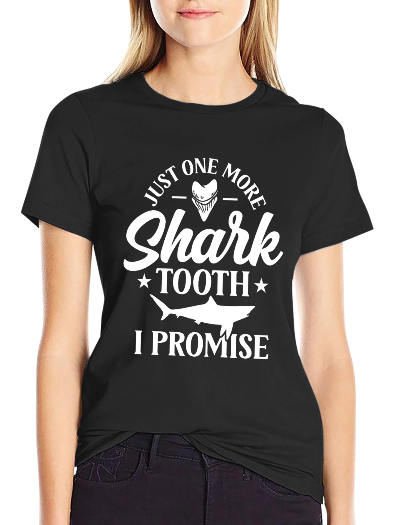 Shark Tooth Promise T-Shirt: Black Cotton Mens