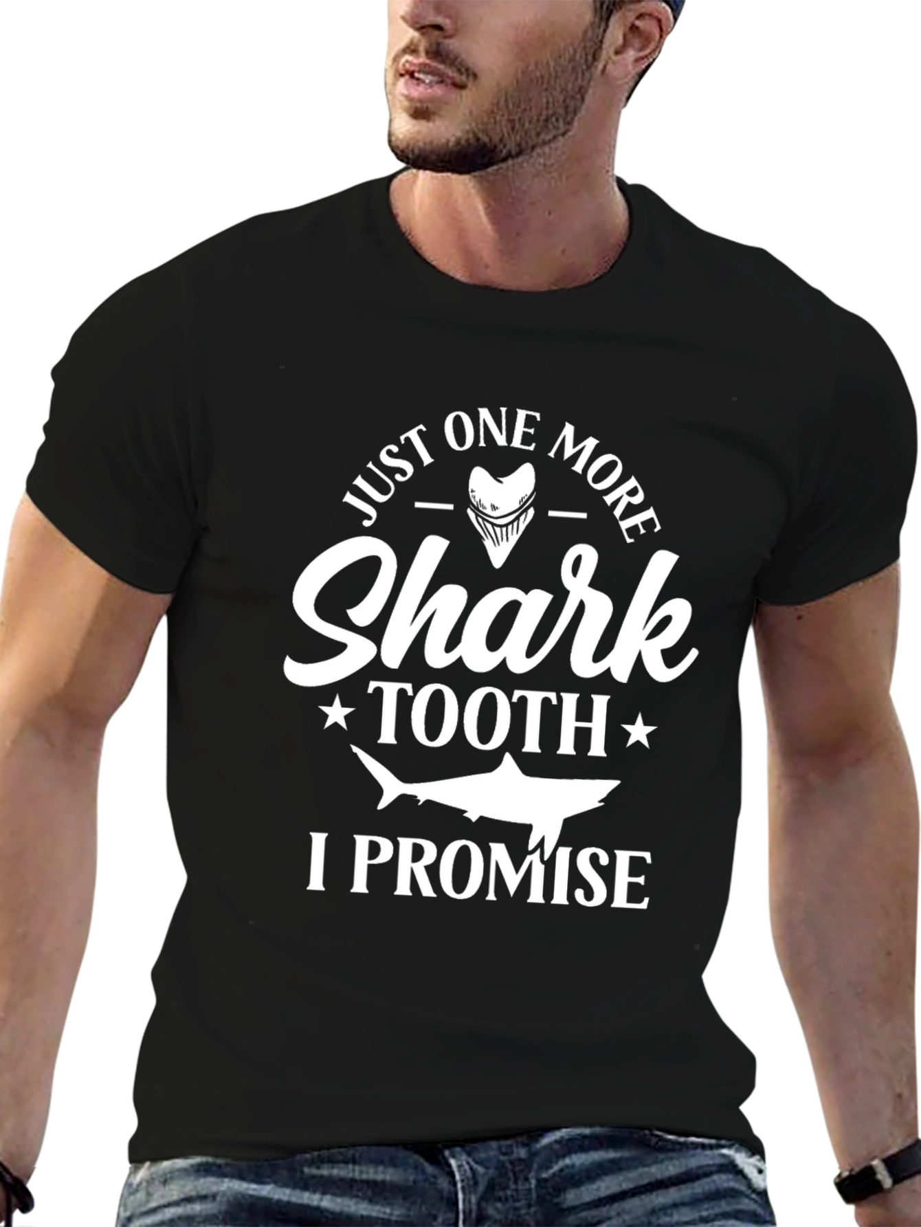Shark Tooth Promise T-Shirt: Black Cotton Mens