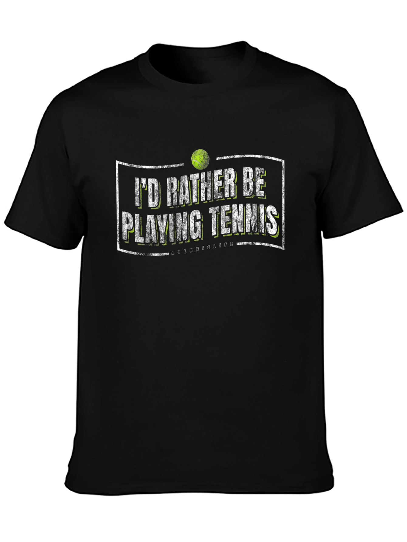 Tennis Lover Black T-Shirt Id Rather Be Playing Tennis