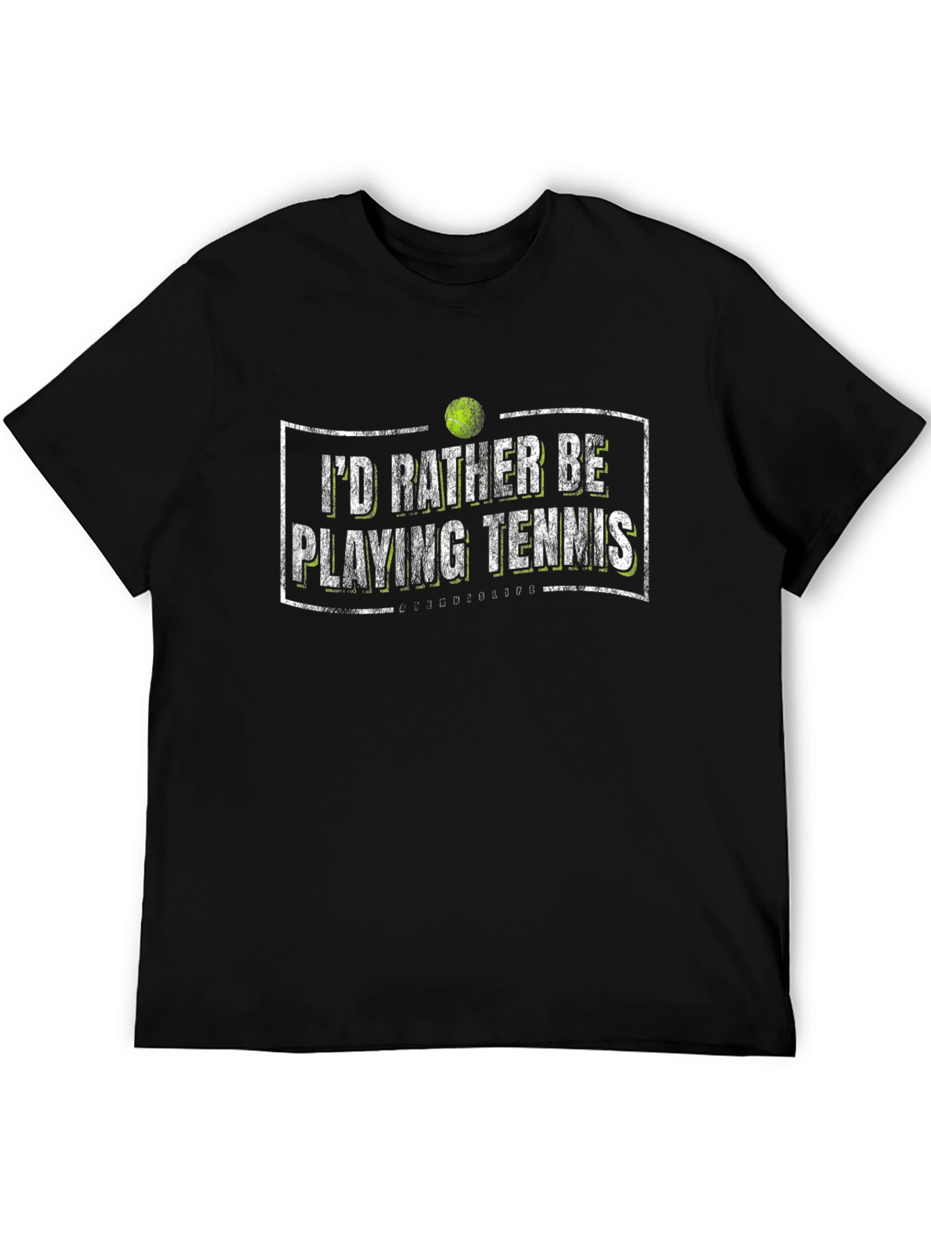 Tennis Lover Black T-Shirt Id Rather Be Playing Tennis
