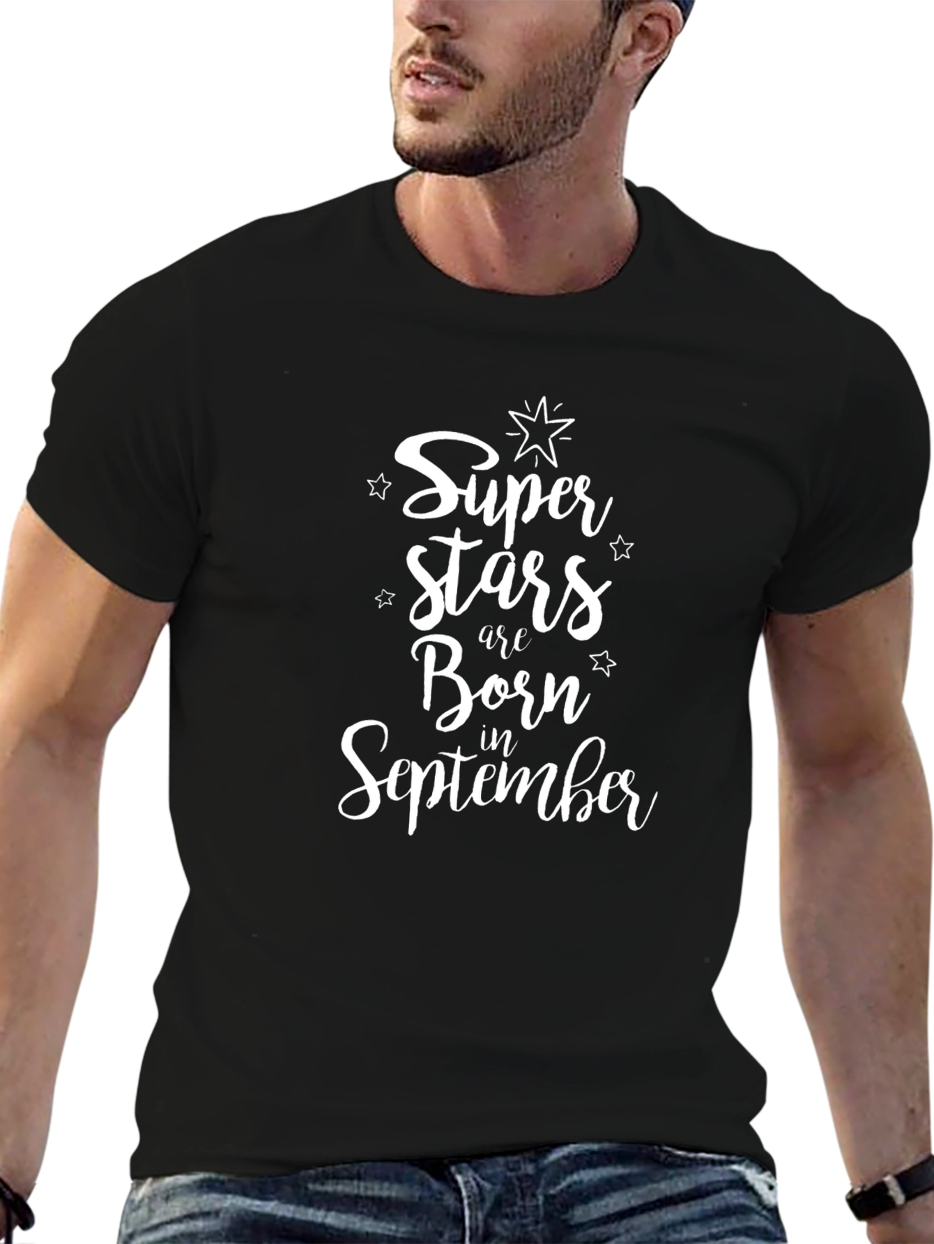 Super Stars Born in September Black T-Shirt