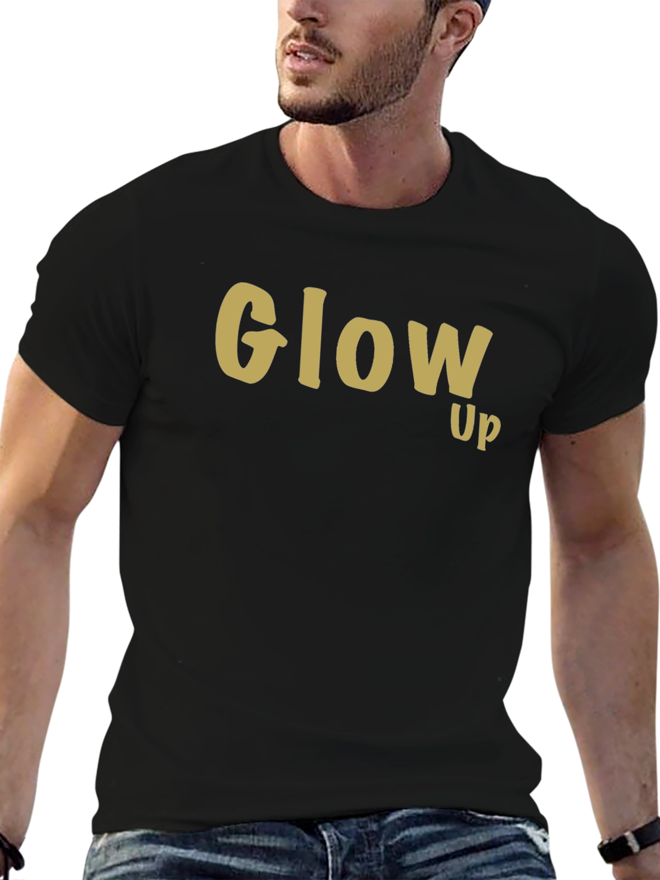 Glow Up Black Cotton Graphic Tee