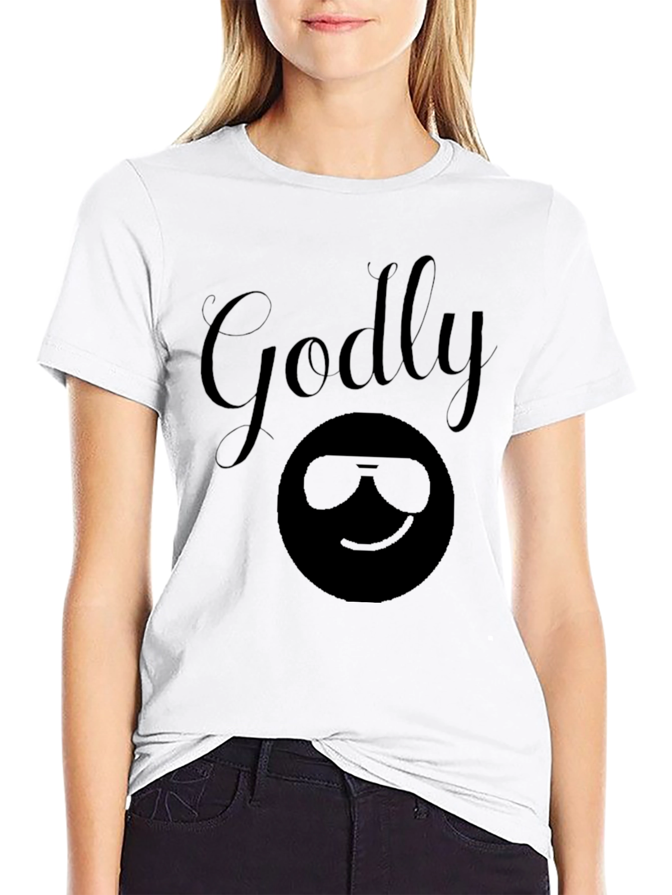 Godly Emoji Graphic Tee - Black Cotton T-Shirt