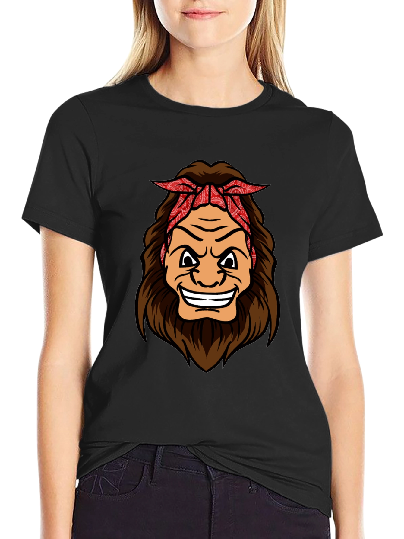 Cartoon Sasquatch Graphic Tee - Black