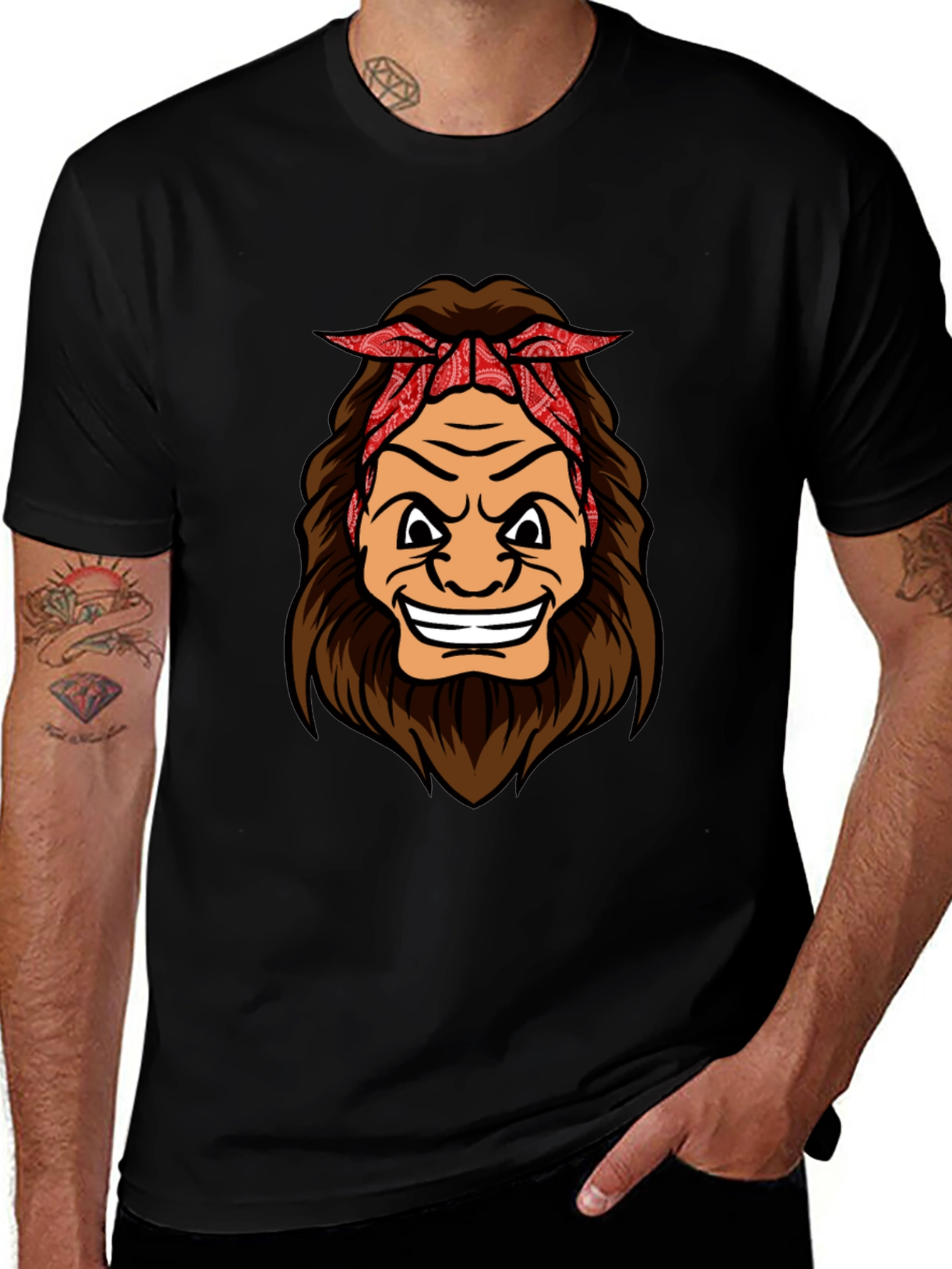 Cartoon Sasquatch Graphic Tee - Black